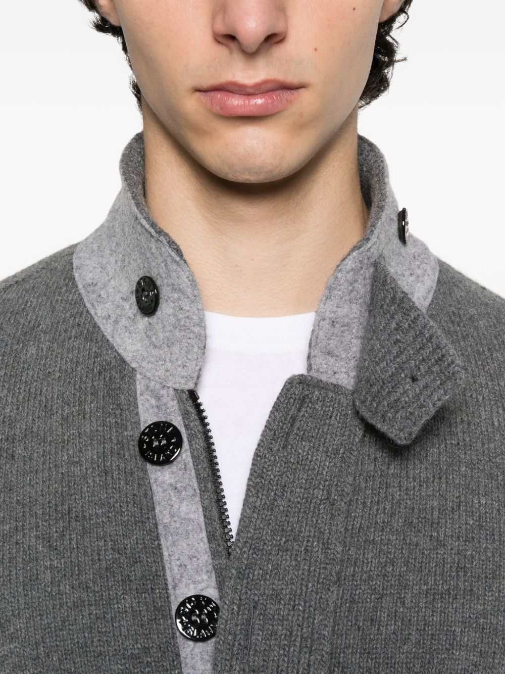 STONE ISLAND Lambswool and Nylon Blend Sweater with Felt Detailing - Size L