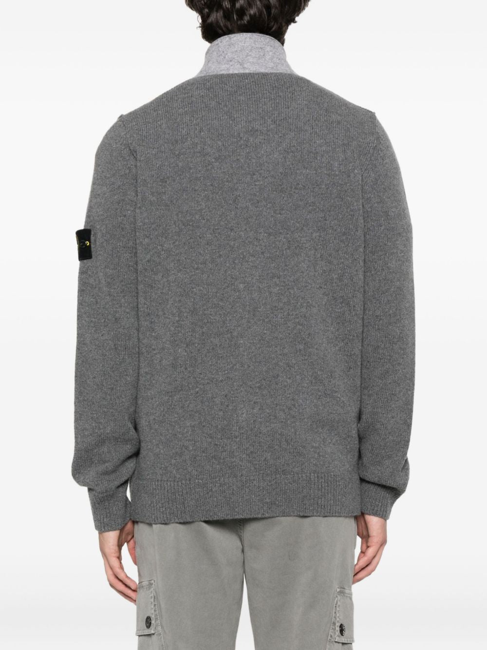 STONE ISLAND Men's Wool Cardigan with Ribbed Cuffs - FW25