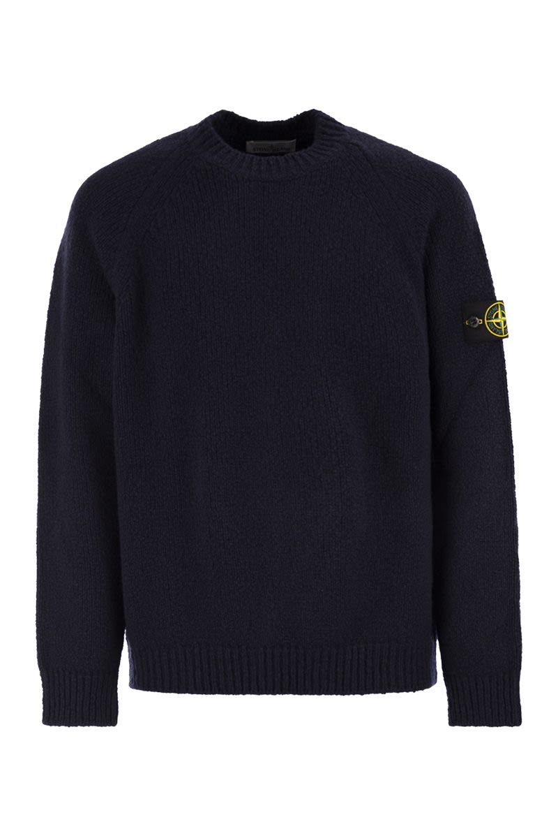 STONE ISLAND Round Neck Jumper with Raglan Sleeves - Men's Loose Fit
