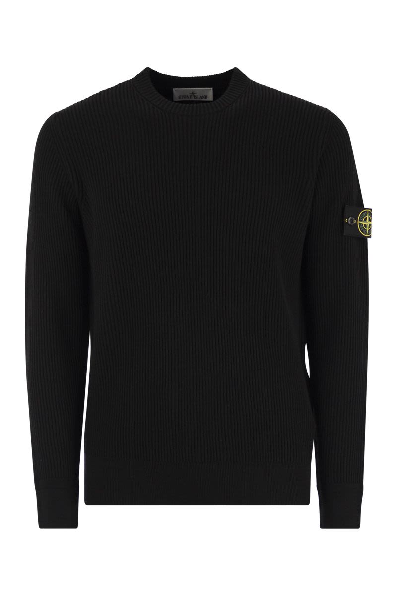 STONE ISLAND Crew-Neck Jumper with Ribbed Edges - Regular Fit