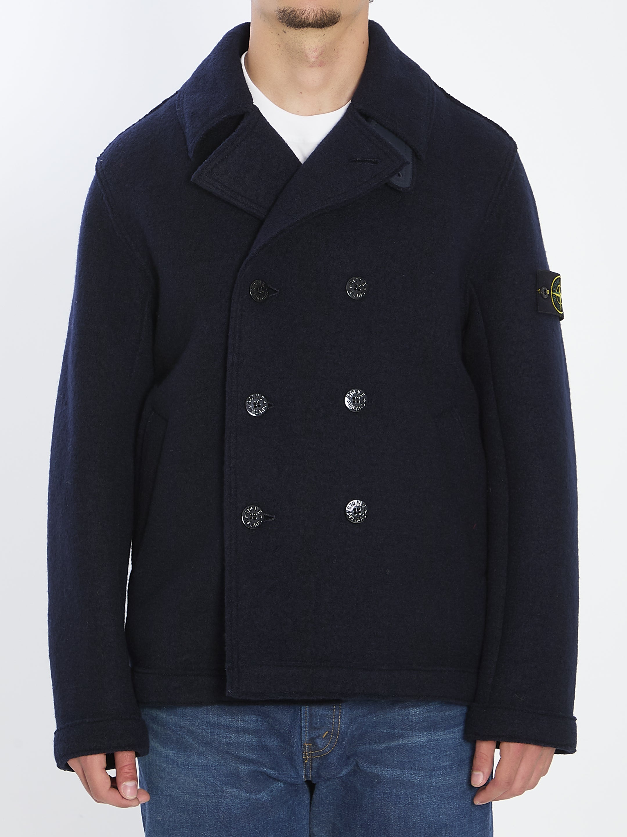 STONE ISLAND Double-Breasted Knit Jacket for Men