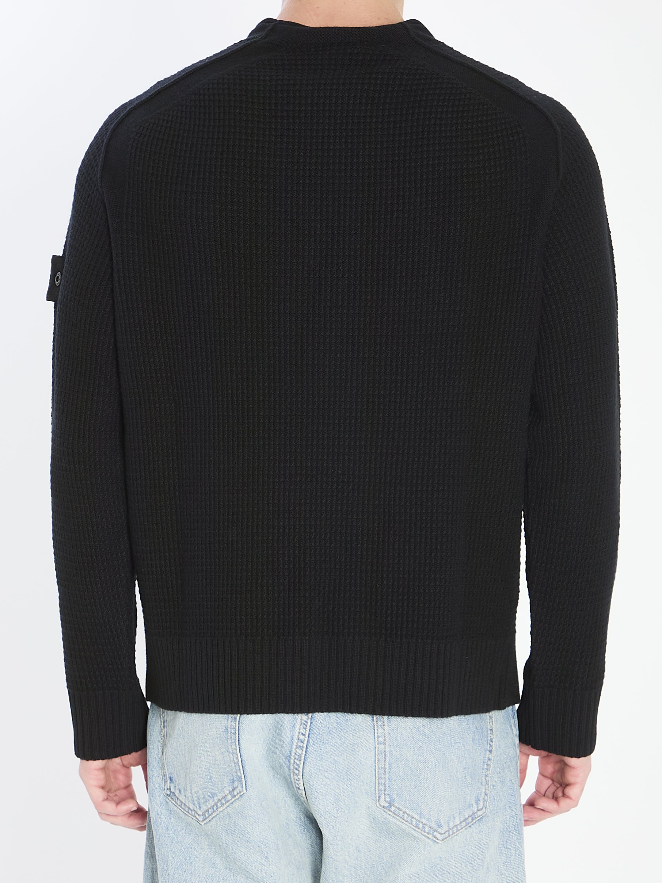 STONE ISLAND Ribbed Crew-Neck Wool Sweater for Men - FW25