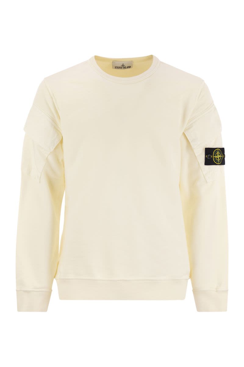 STONE ISLAND Organic Cotton Crew Neck Sweater with Patch Pocket for Men