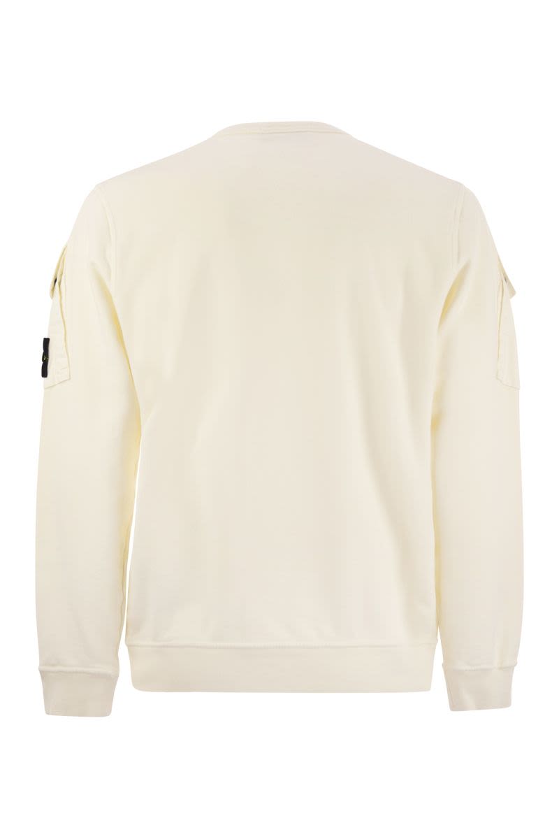 STONE ISLAND Organic Cotton Crew Neck Sweater with Patch Pocket for Men