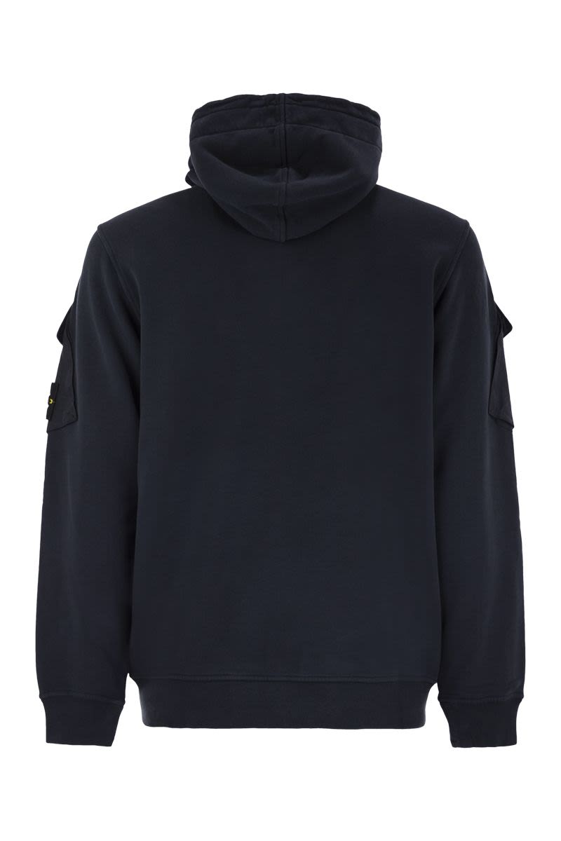 STONE ISLAND Hooded Zip-Up Hoodie with Sleeve Pockets