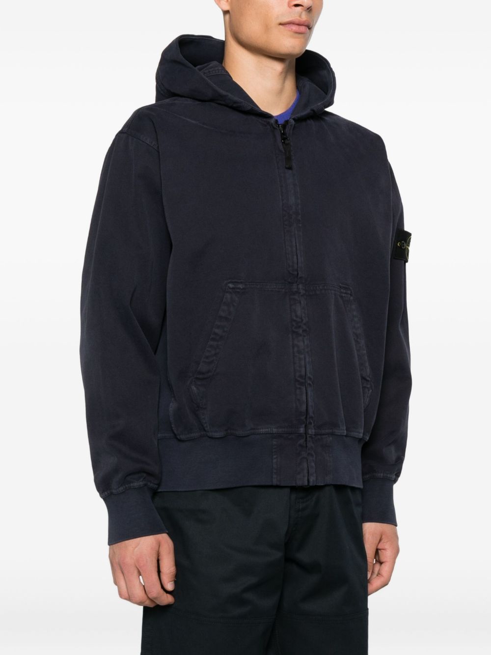 STONE ISLAND Organic Cotton Oversized Hooded Jacket with Ribbed Inserts