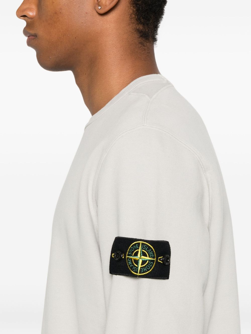 STONE ISLAND Logo Cotton Crewneck Sweatshirt - FW25