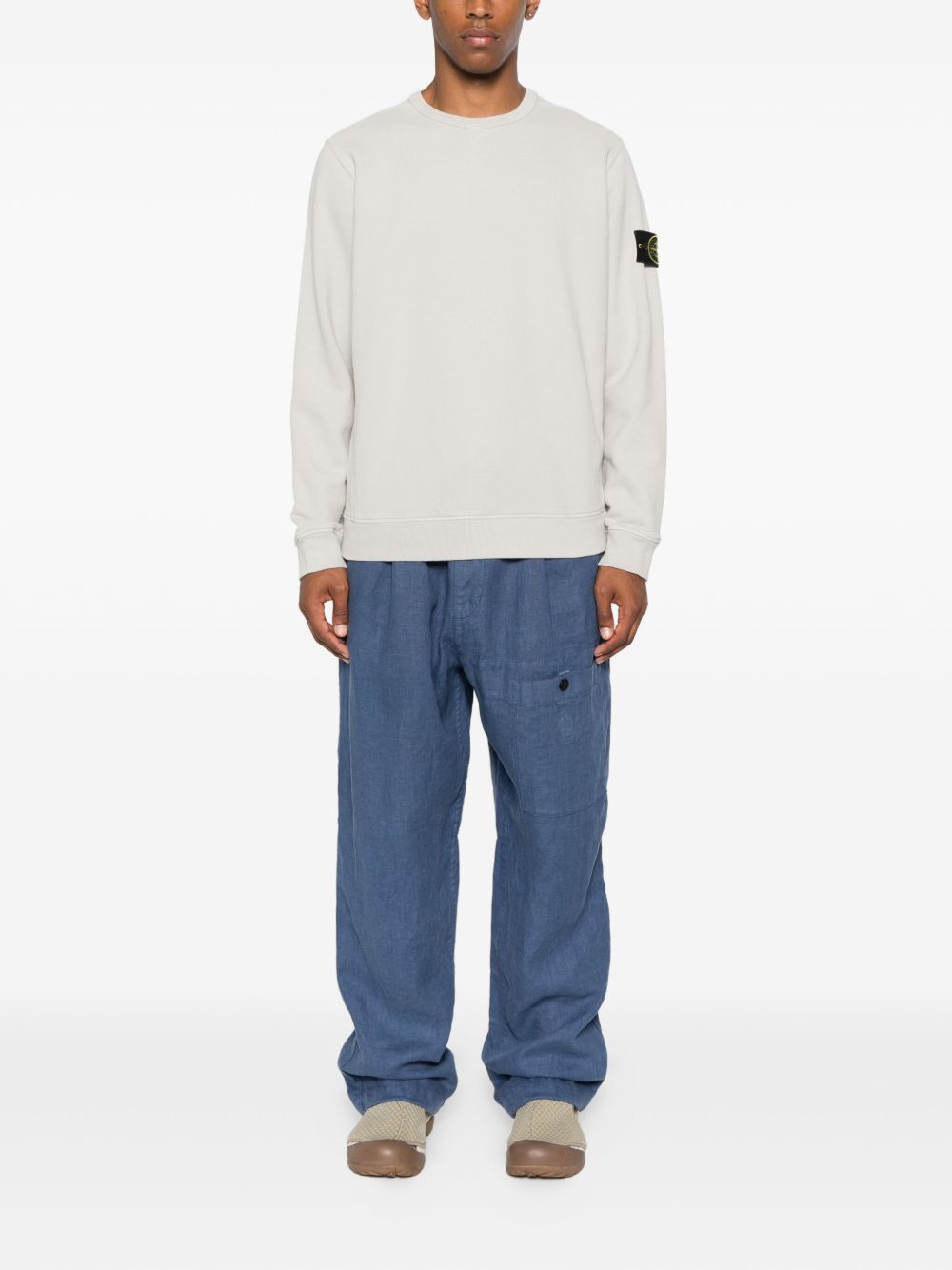 STONE ISLAND Logo Cotton Crewneck Sweatshirt - FW25