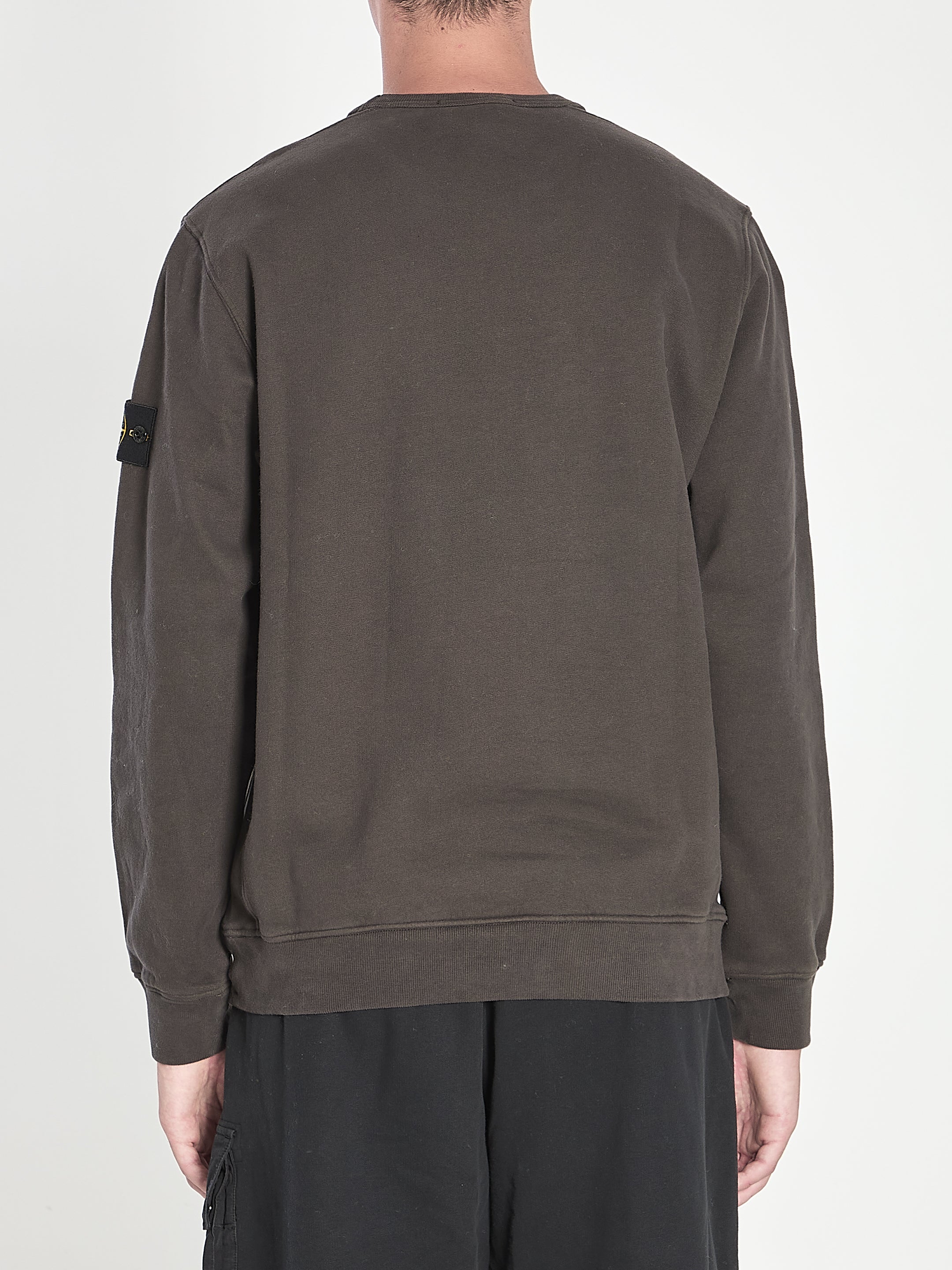 STONE ISLAND Men's Classic Sweatshirt with Ribbed Detail - Size M