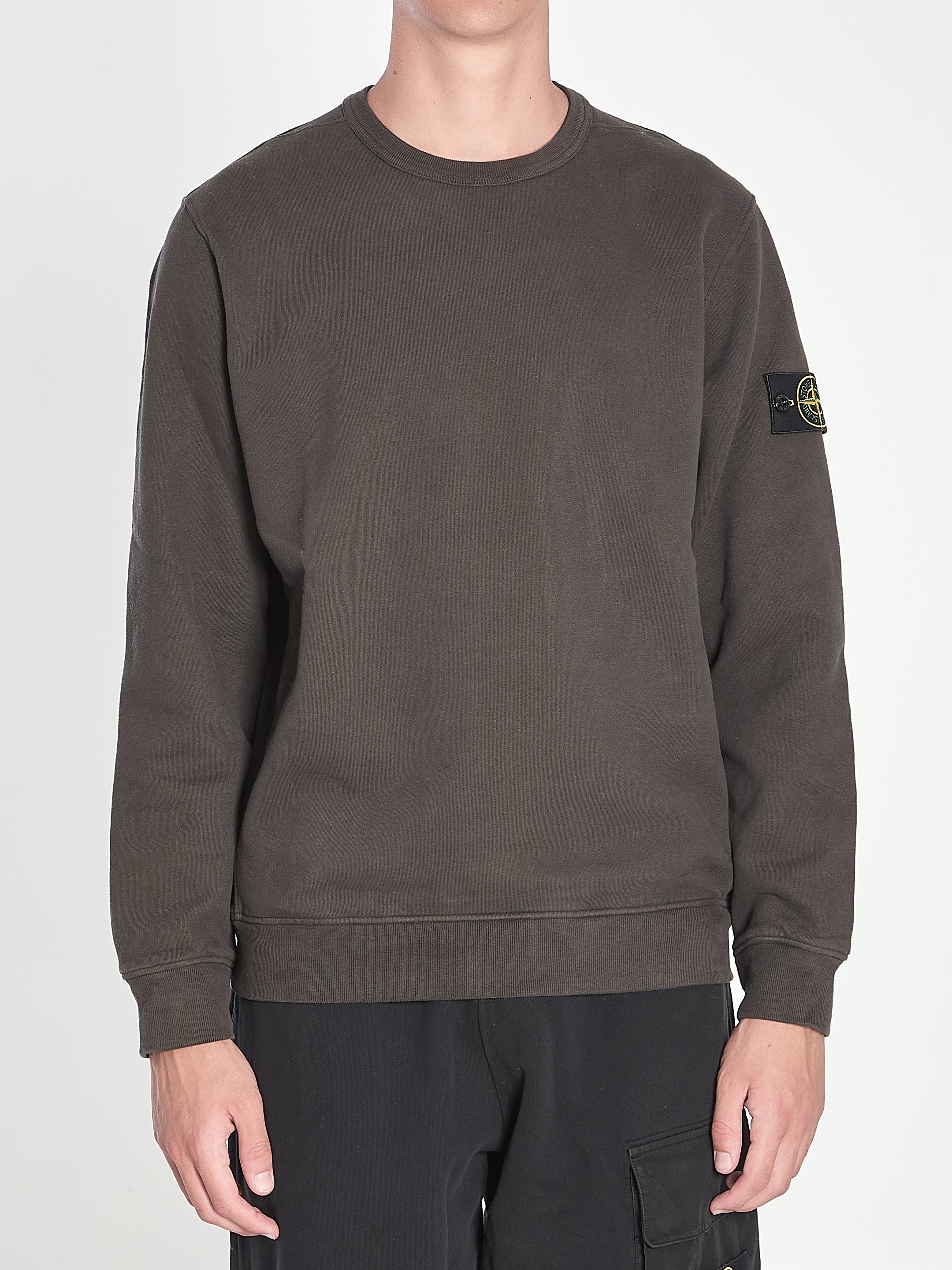 STONE ISLAND Crewneck Sweatshirt with Badge for Men