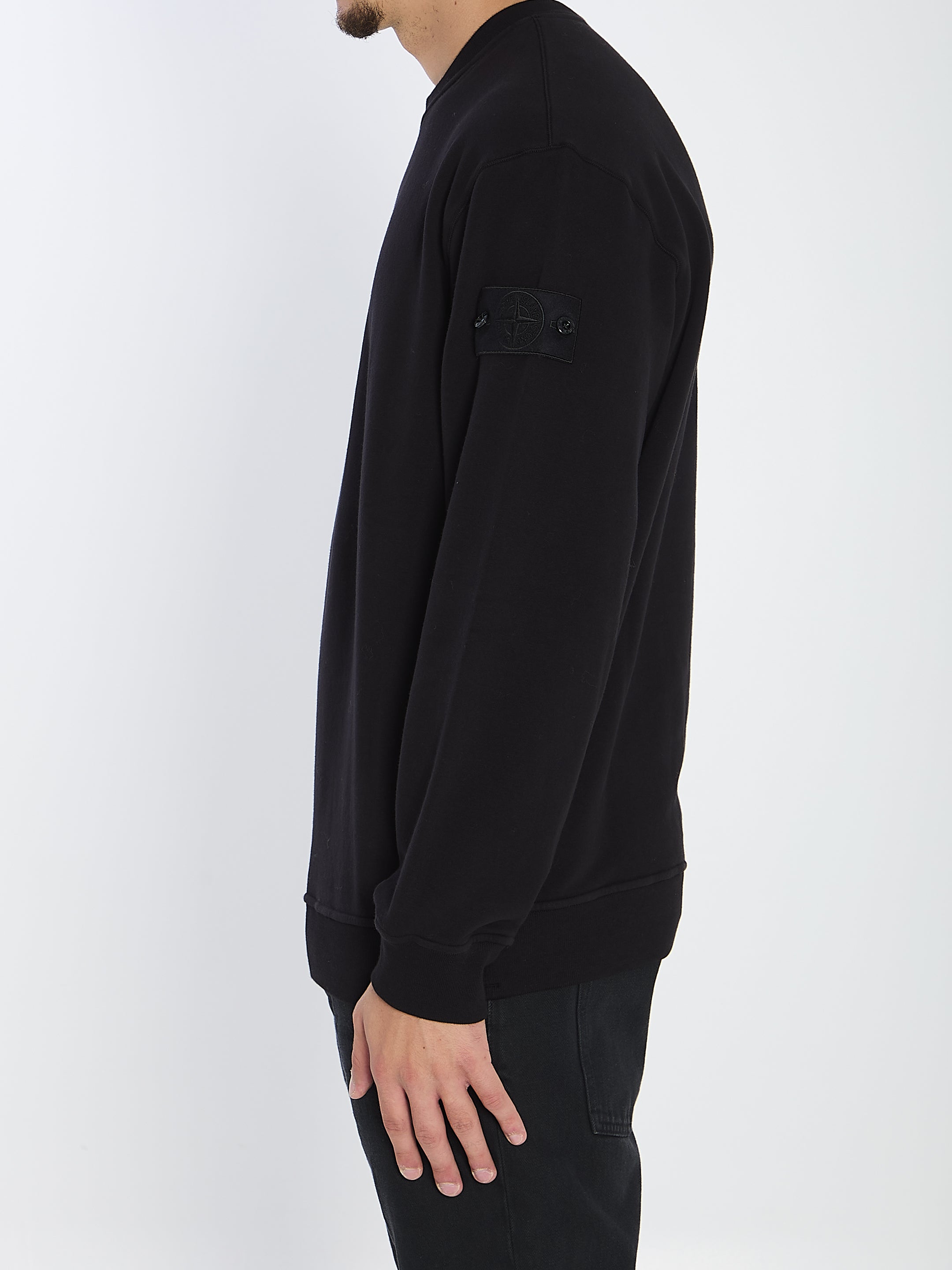 STONE ISLAND Comfort Fit Stretch Cotton Fleece Sweatshirt - L