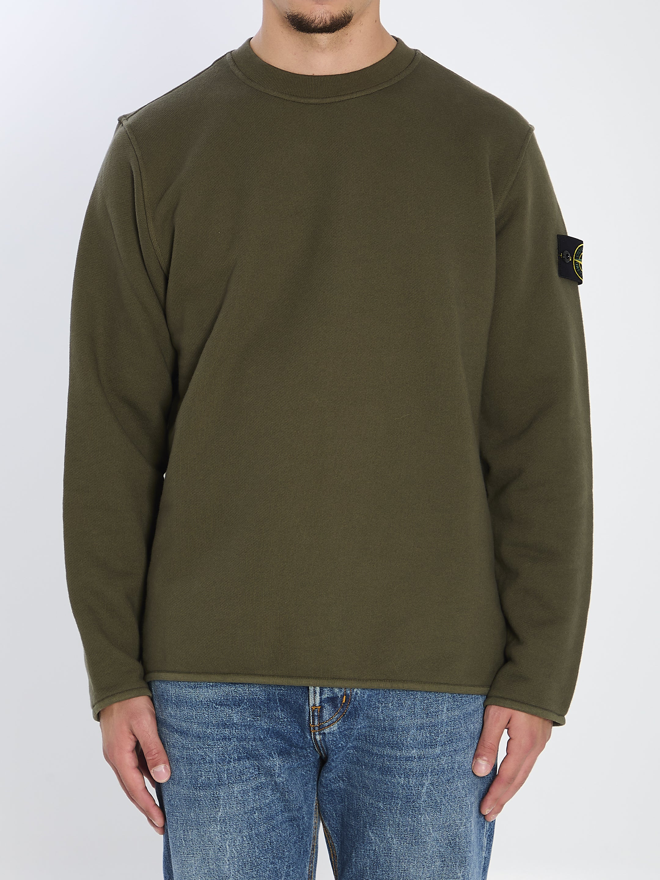 STONE ISLAND Heavyweight Cotton Crewneck Sweatshirt - Slightly Oversized Fit