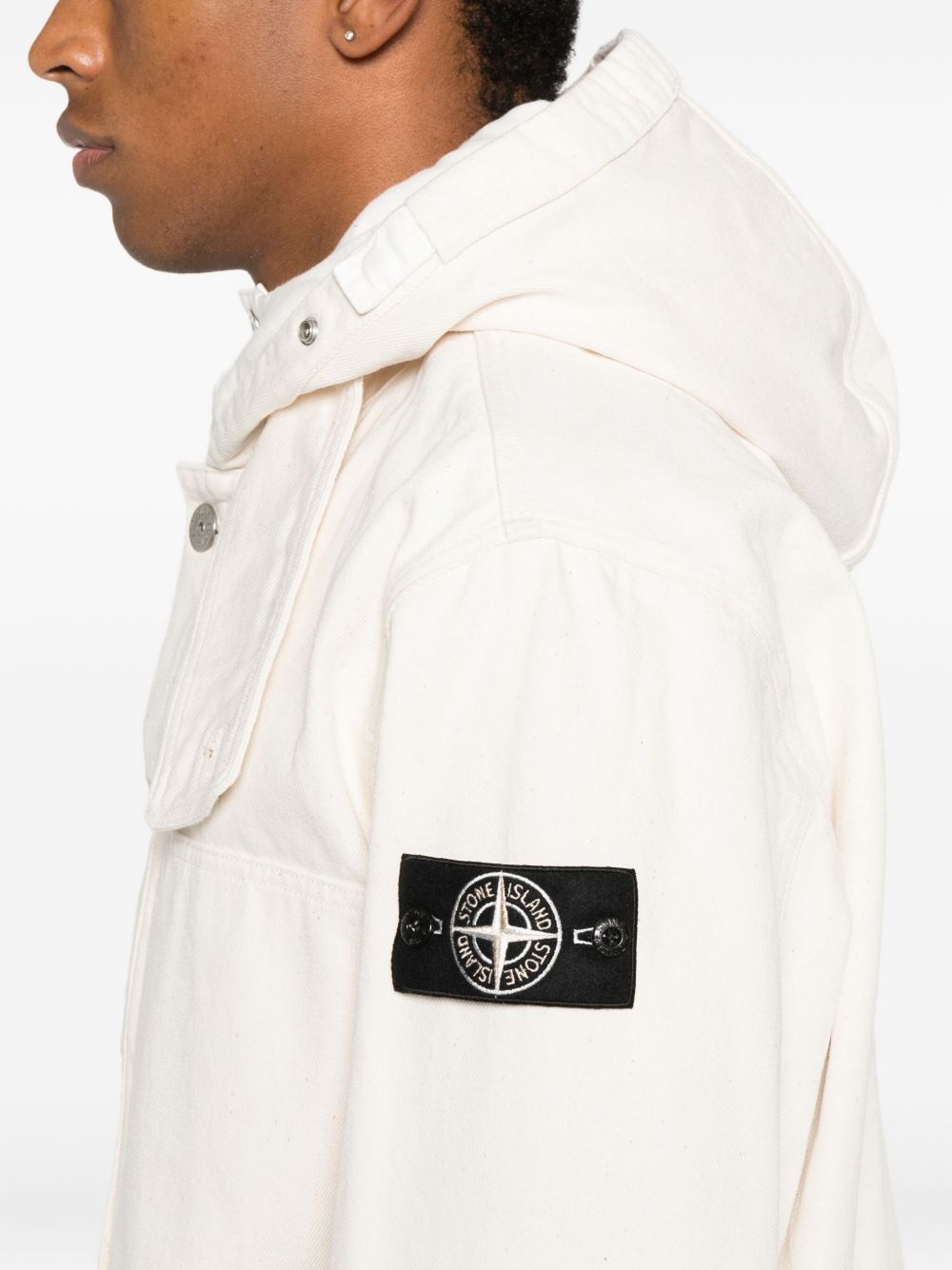 STONE ISLAND Men's Classic Hooded Coat with Front Button Fastening