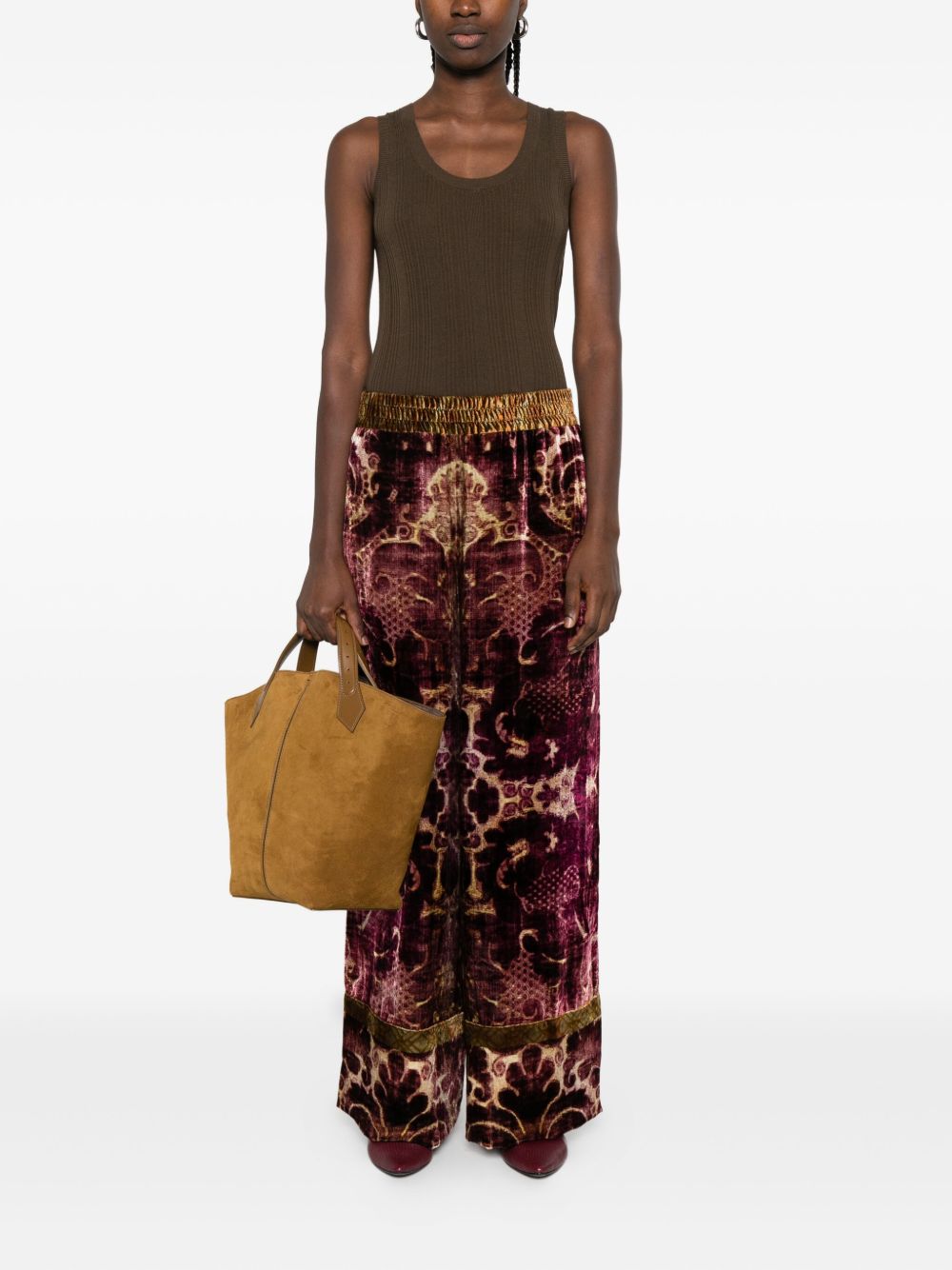 PIERRE LOUIS MASCIA Velvet Wide-Leg Trousers