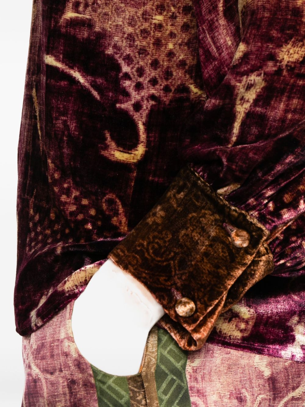 PIERRE LOUIS MASCIA Silk Blend Keyhole Detail Long Sleeve Cuffed Shirt