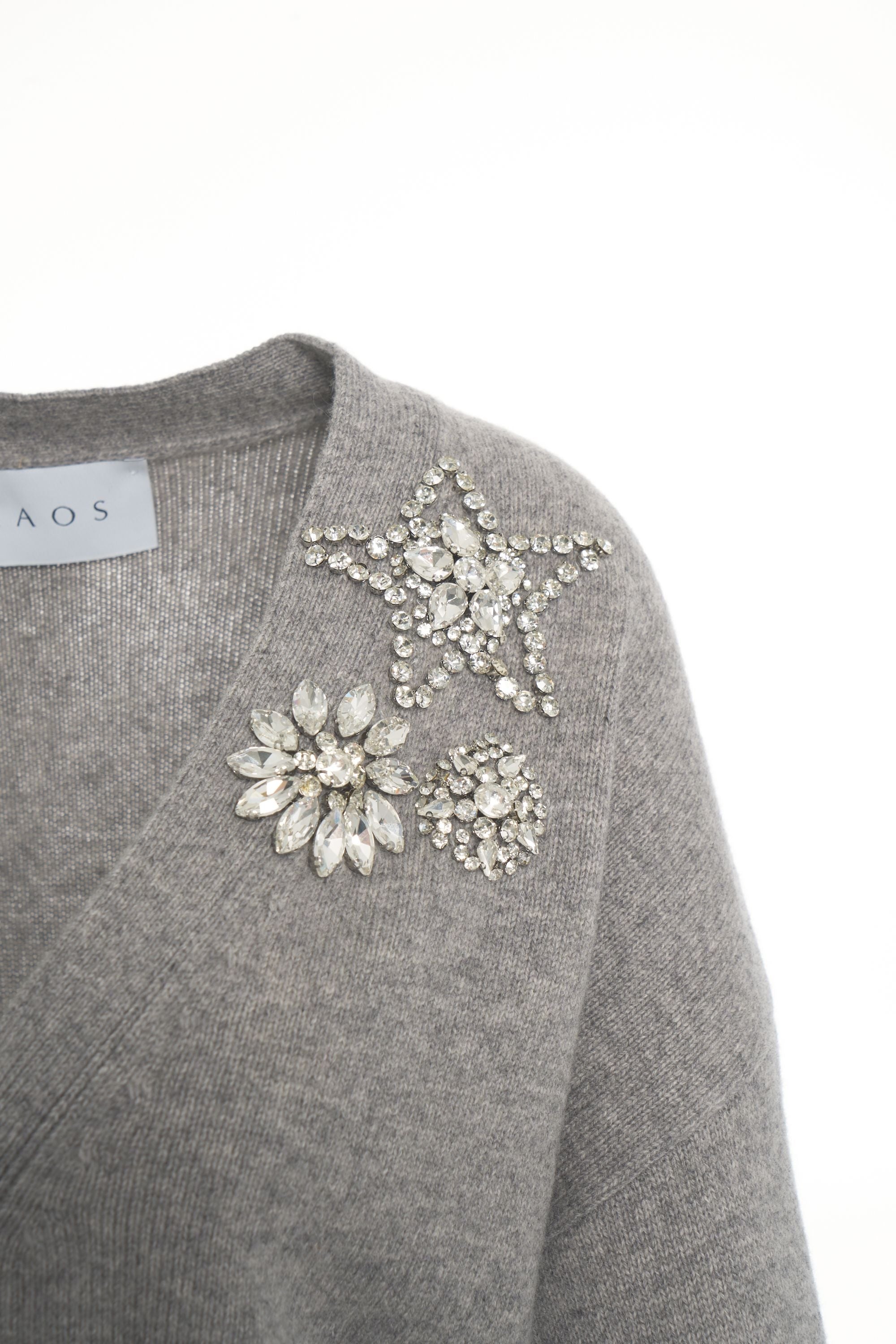 KAOS Elegant V-Neck Cardigan with Sparkling Details