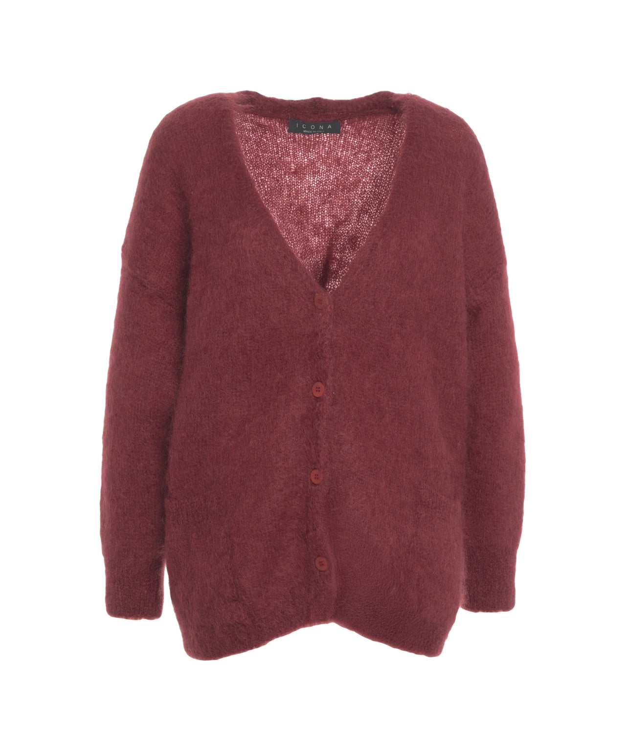 KAOS Oversized Mohair Cardigan with V-Neck - Women’s Fashion