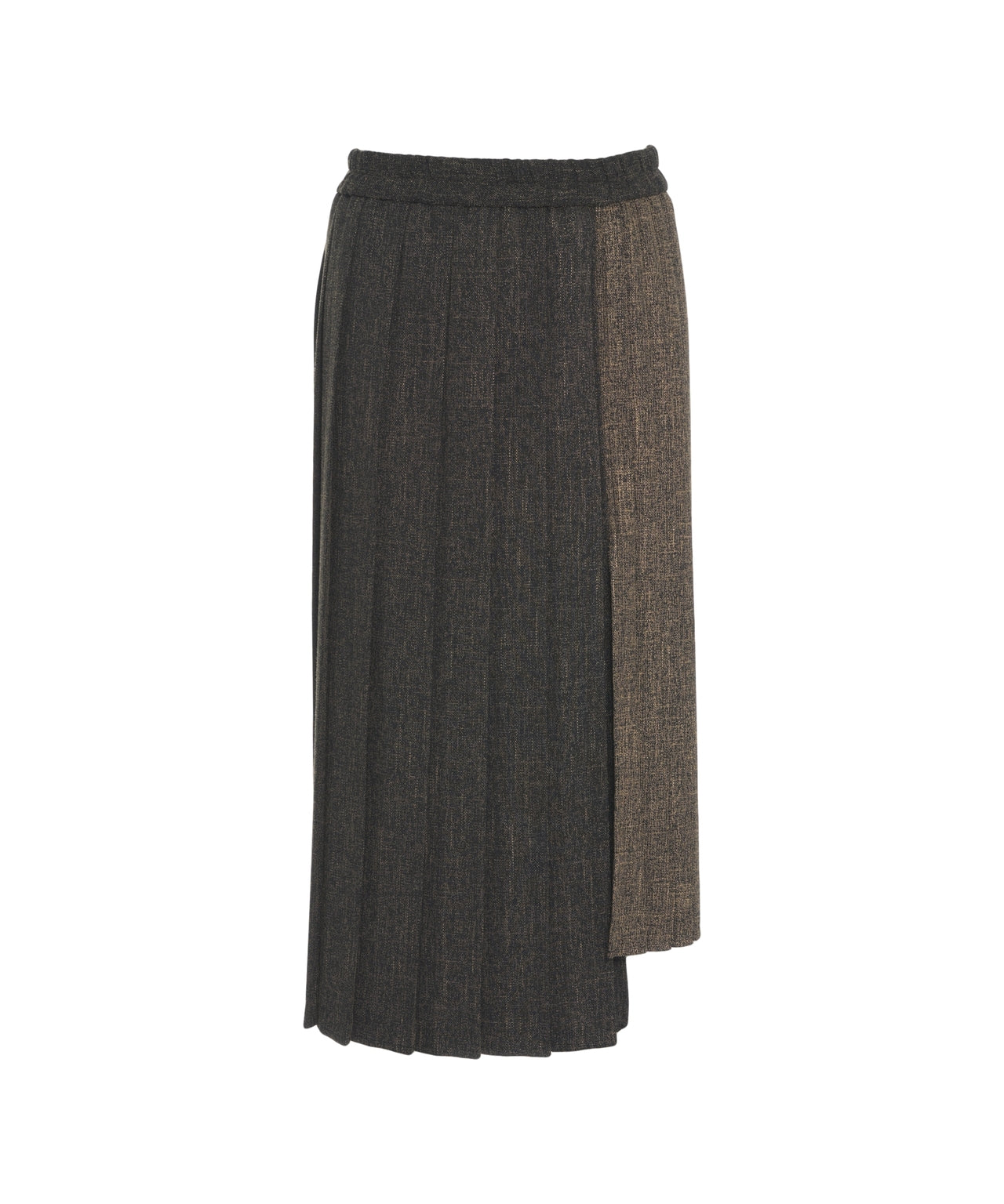 KAOS Women's Asymmetrical Midi Skirt with Modern Pleats