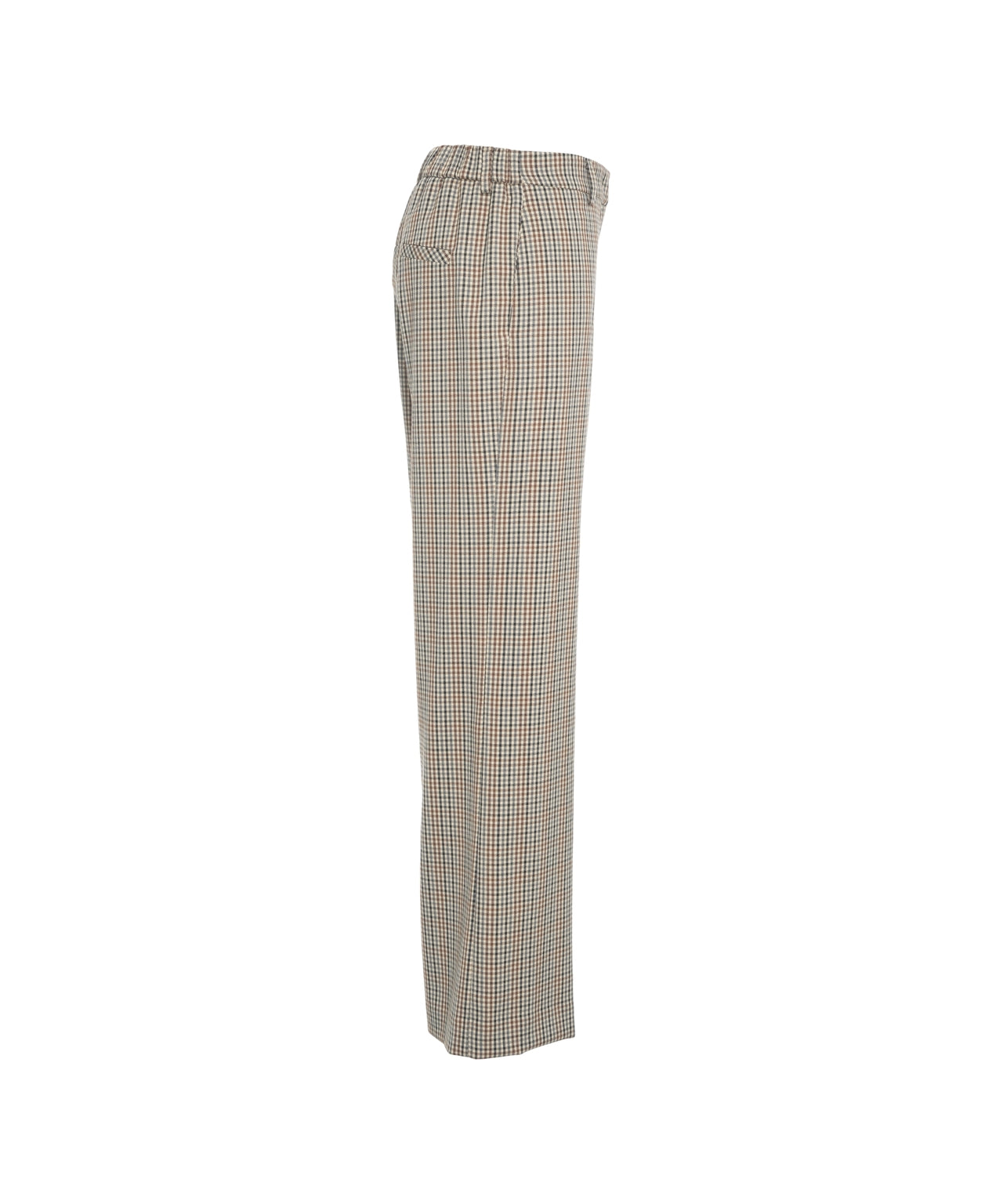 KAOS Wide-Leg Checkered Palazzo Trousers