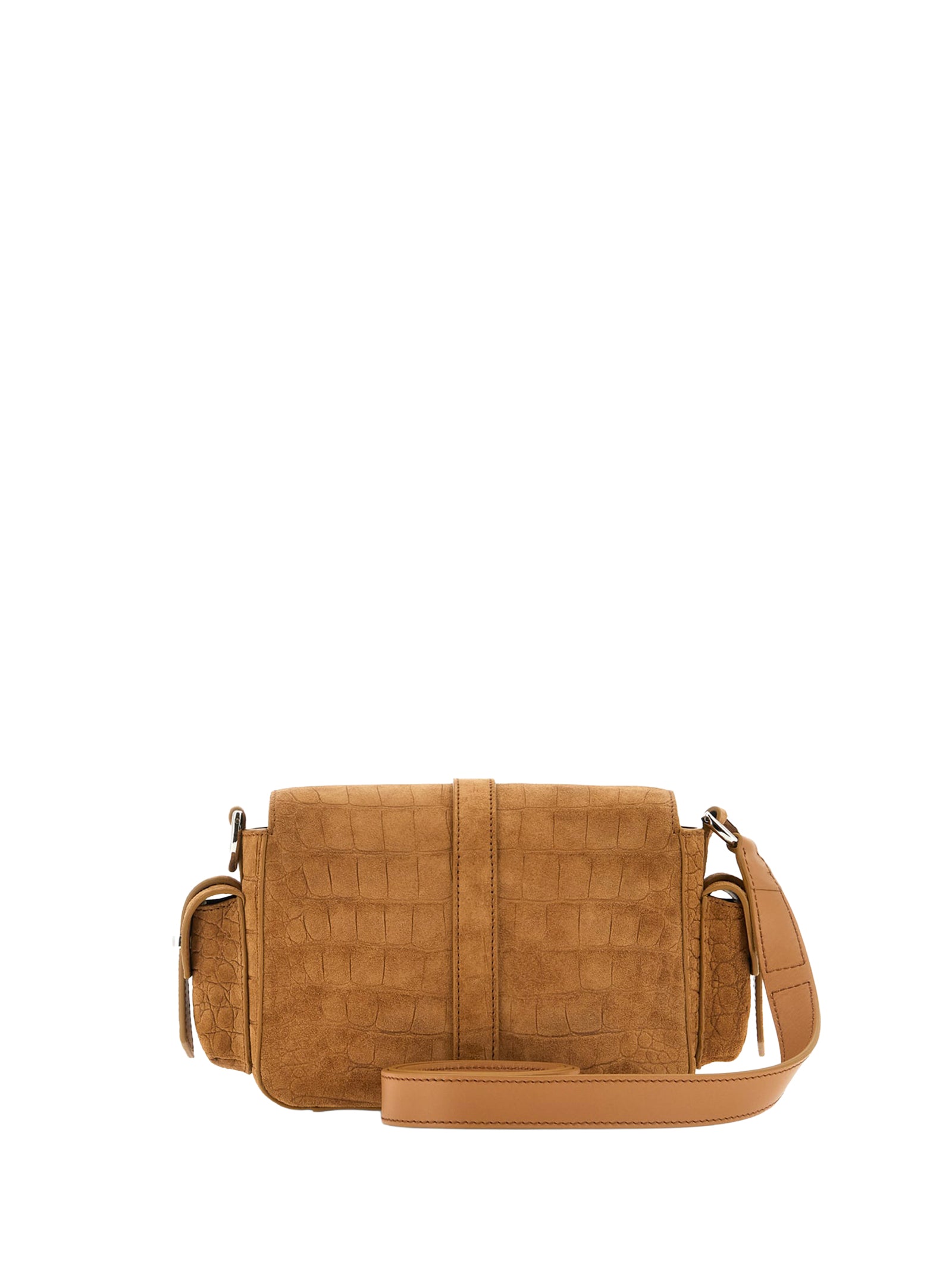 HOGAN Mini Flap Handbag in Suede with Crocodile Print