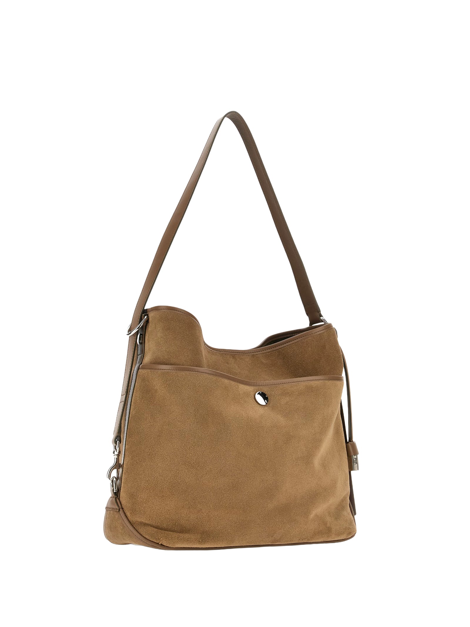 HOGAN Medium Hobo Handbag with Suede and Smooth Leather Details