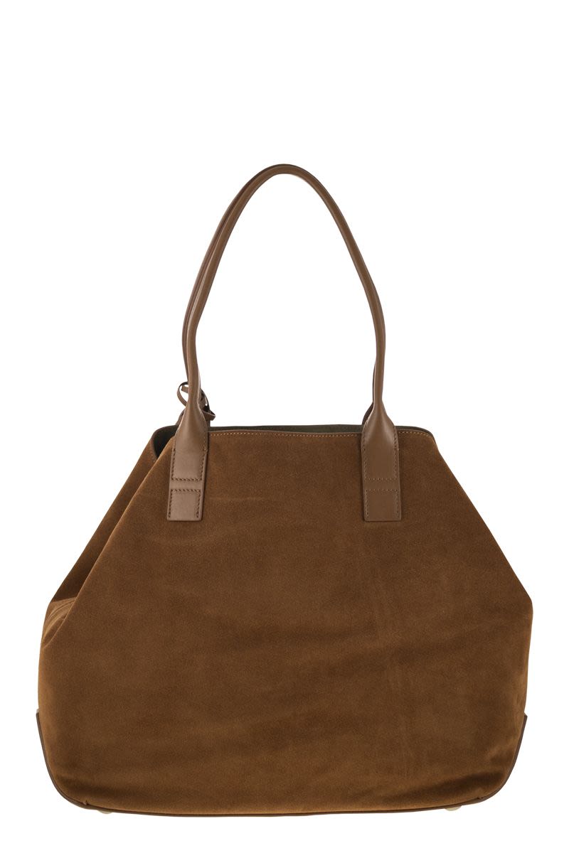 HOGAN Medium Script Shopping Handbag - Suede 40x30x15.5 CM