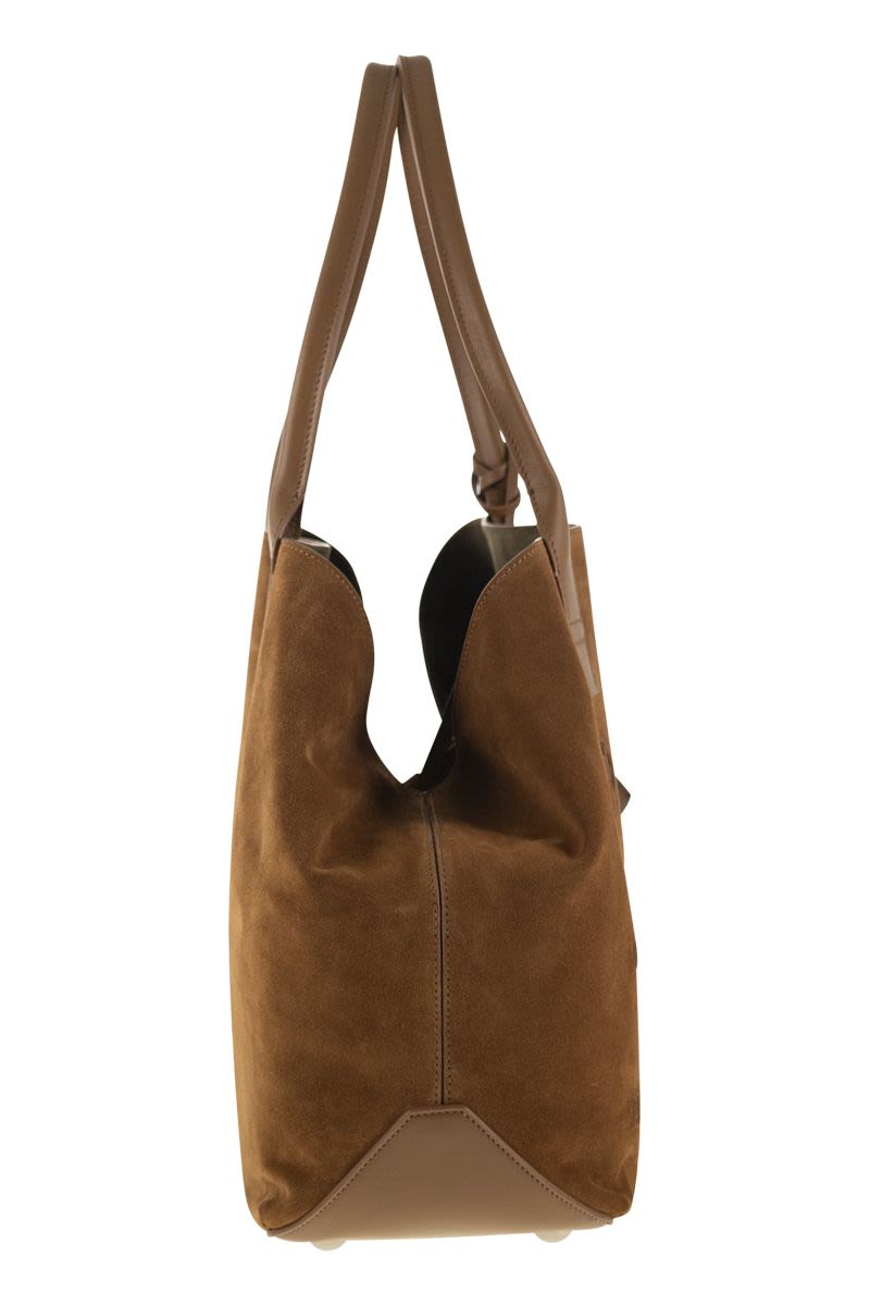 HOGAN Medium Script Shopping Handbag - Suede 40x30x15.5 CM