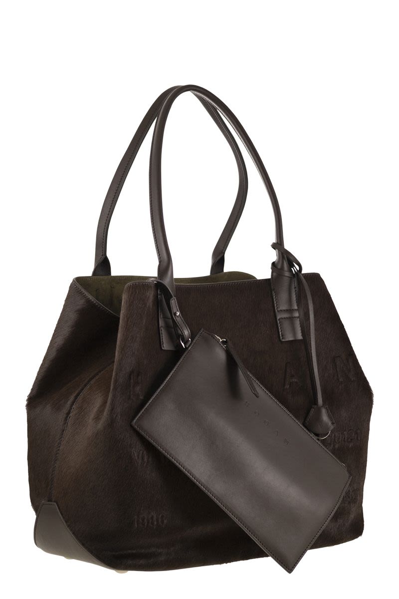 HOGAN Medium Script Shopping Handbag with Adjustable Compartment