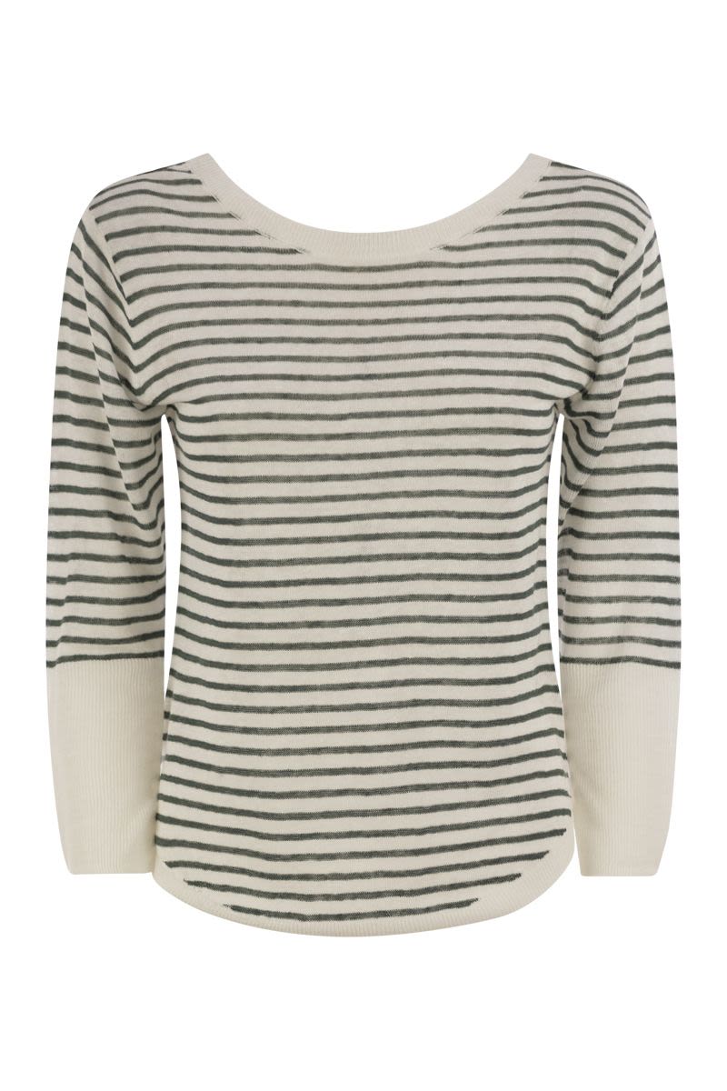 MAJESTIC Linen Boat Neck Mini T-Shirt