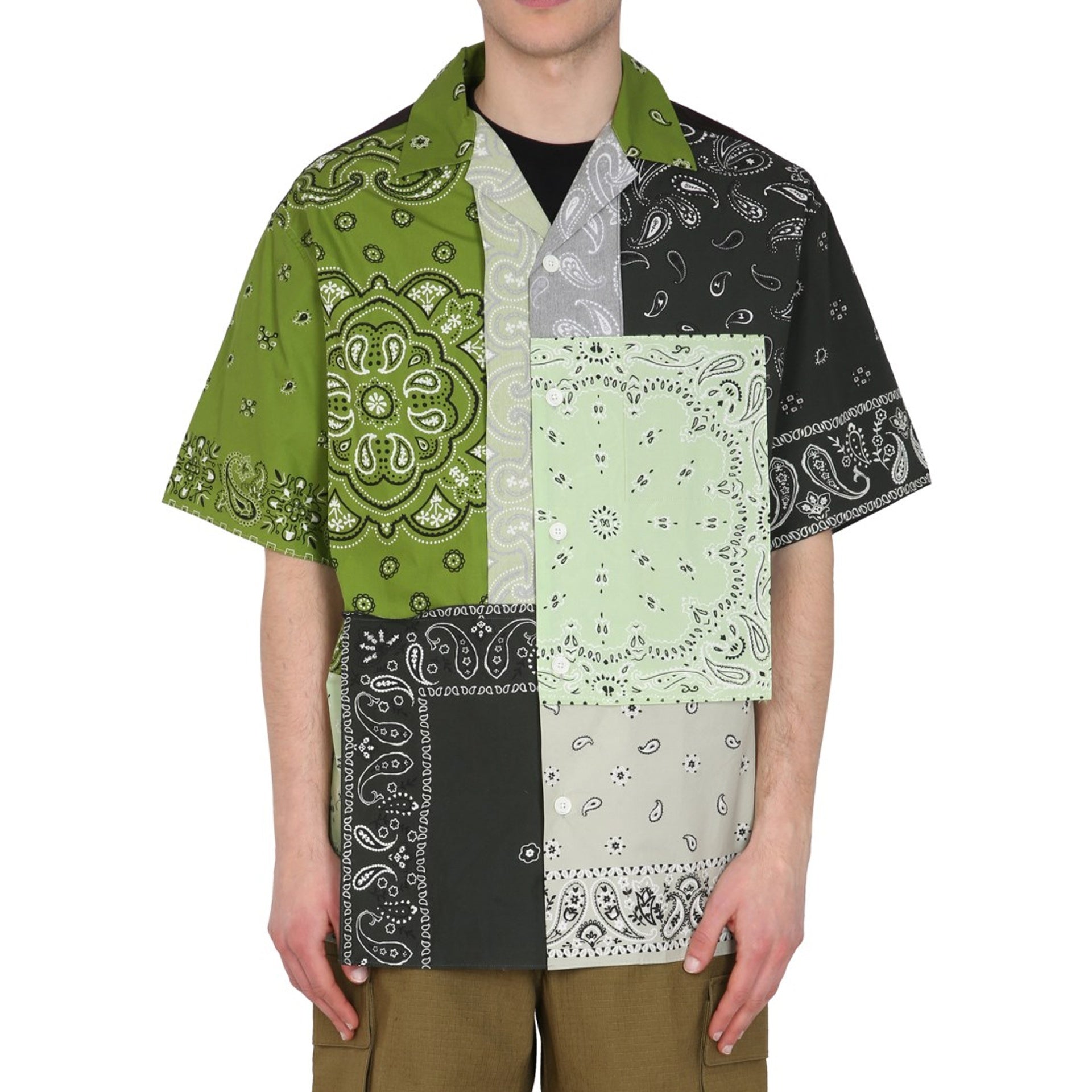 KENZO Patchwork Cotton Shirt for Men - Short Sleeve