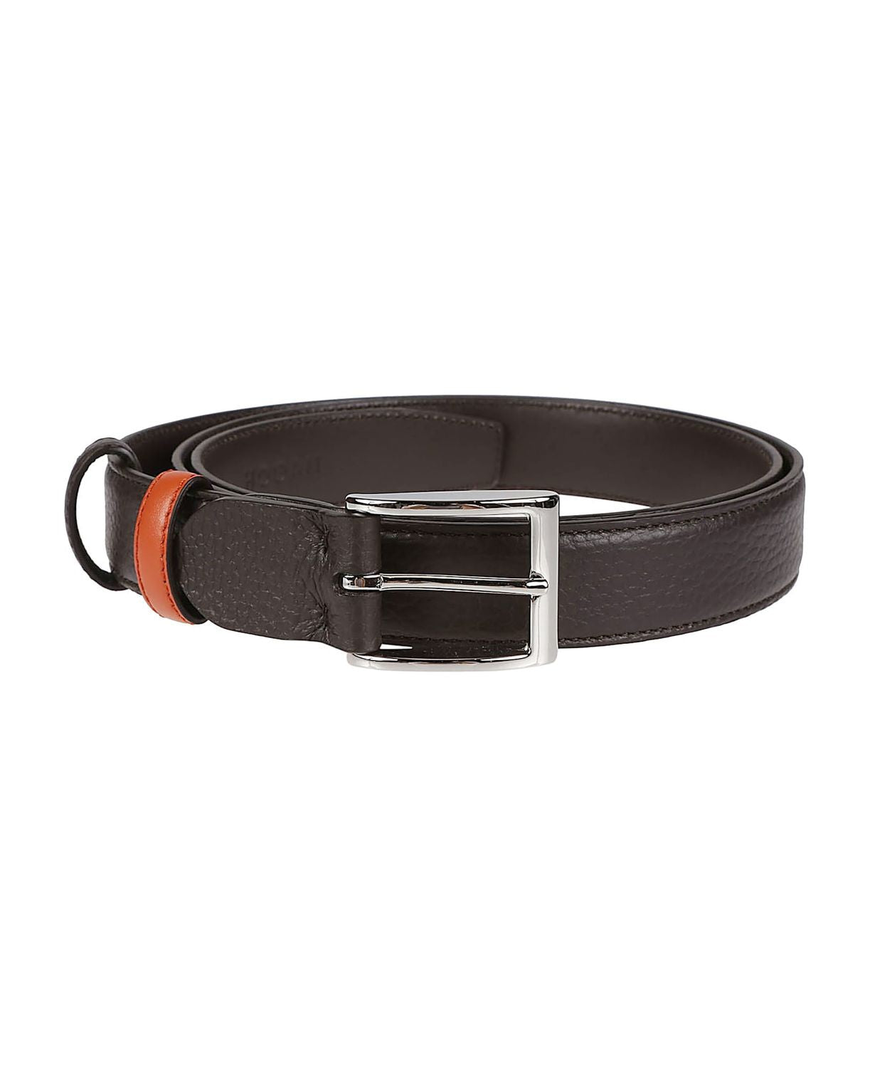 HOGAN Grained Texture Leather Belt