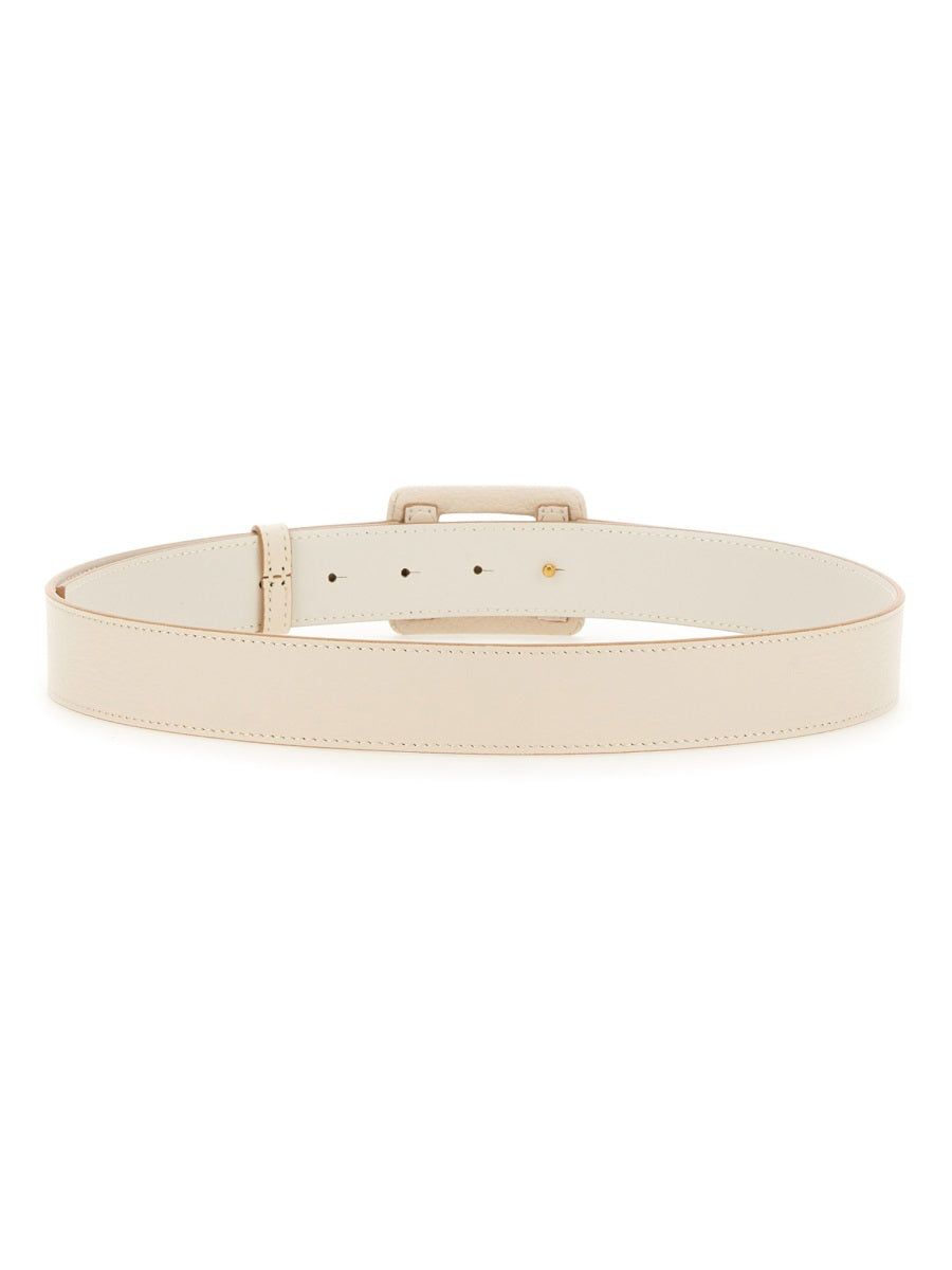 HOGAN Hammered Leather Belt with Maxi Buckle
