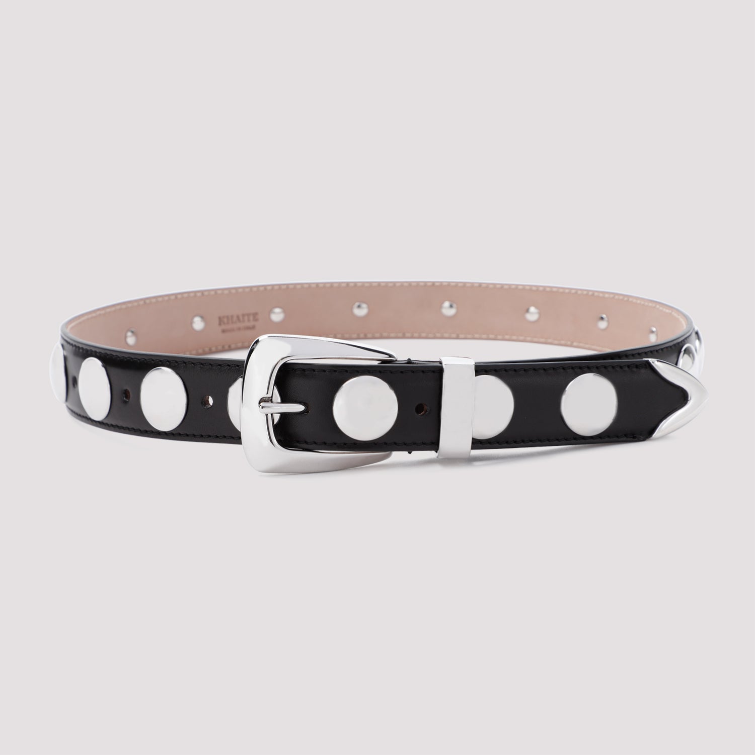 KHAITE Sophisticated Leather Belt with Silver-Tone Buckle - Height 3cm
