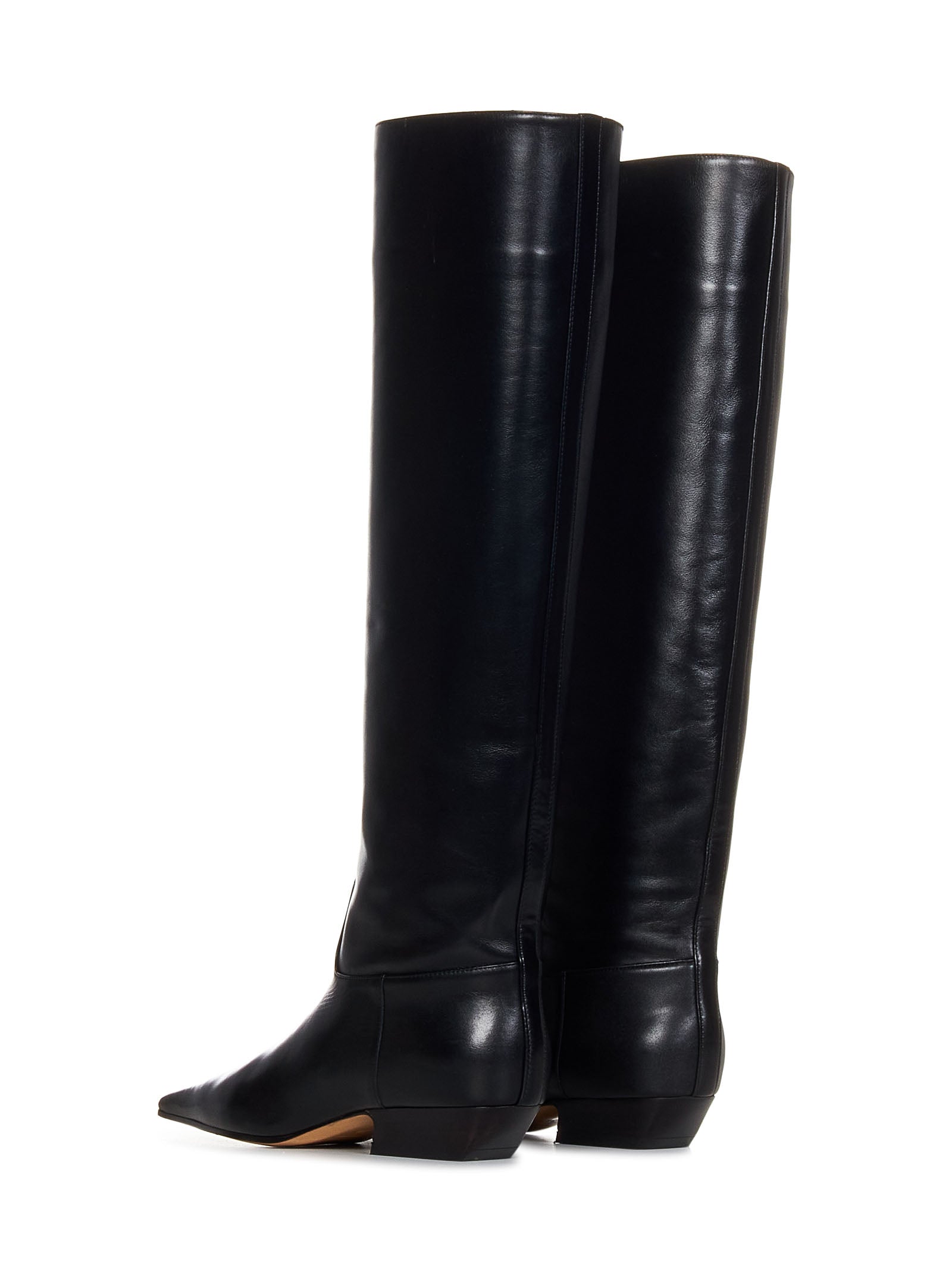 KHAITE NY Knee-High Smooth Calfskin Boots with Comfortable 25mm Heel