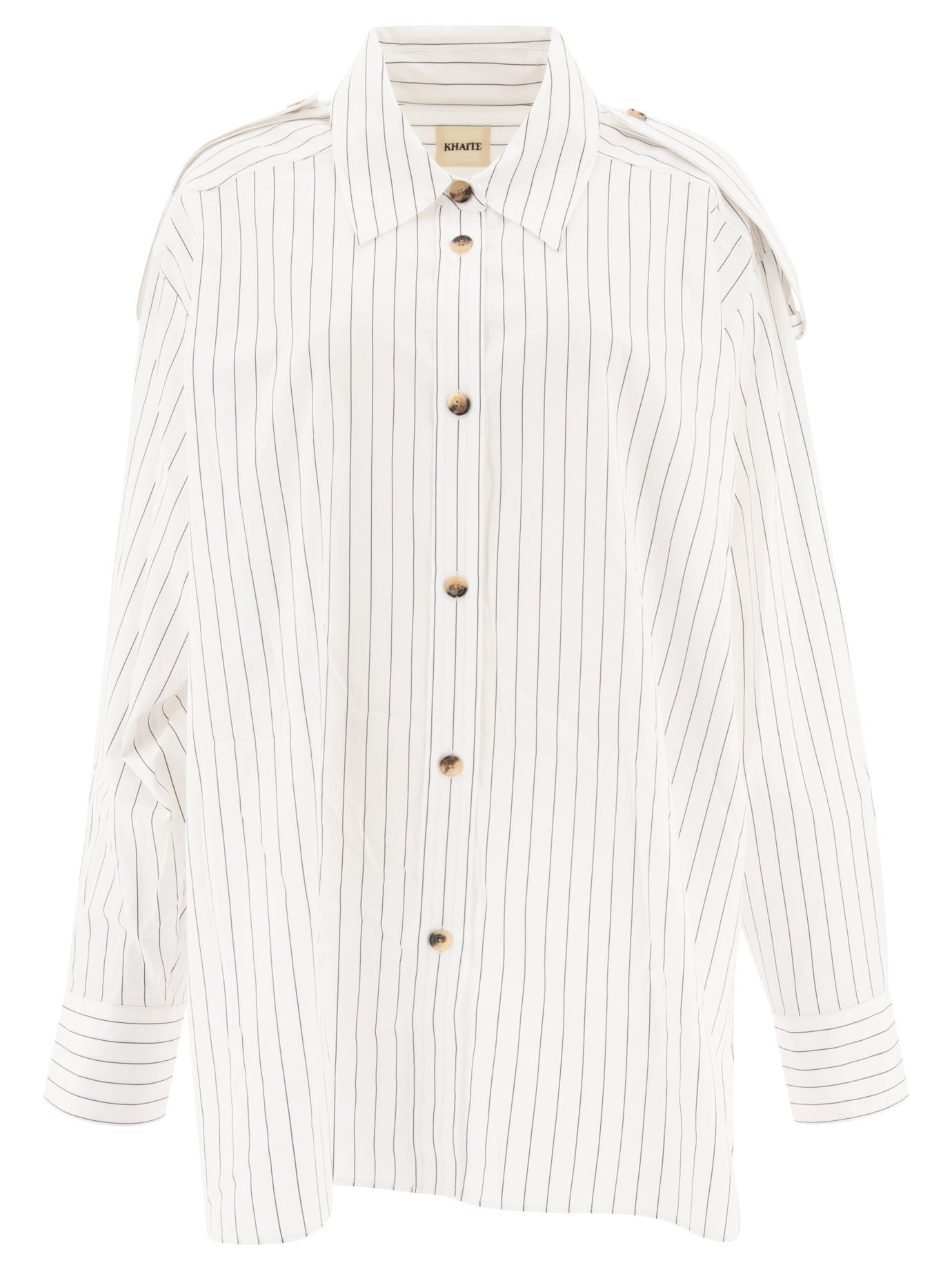 KHAITE Elegant Striped Long-Sleeved Shirt