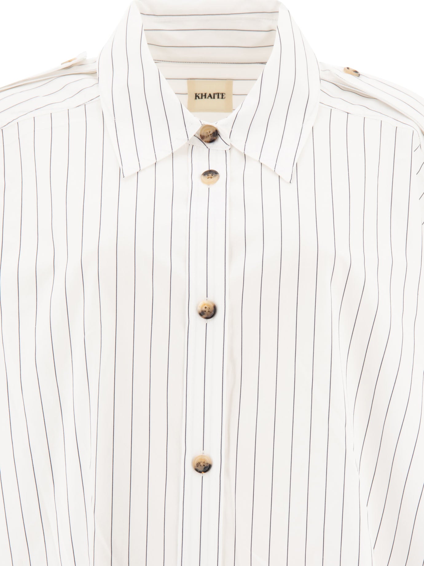 KHAITE Elegant Striped Long-Sleeved Shirt