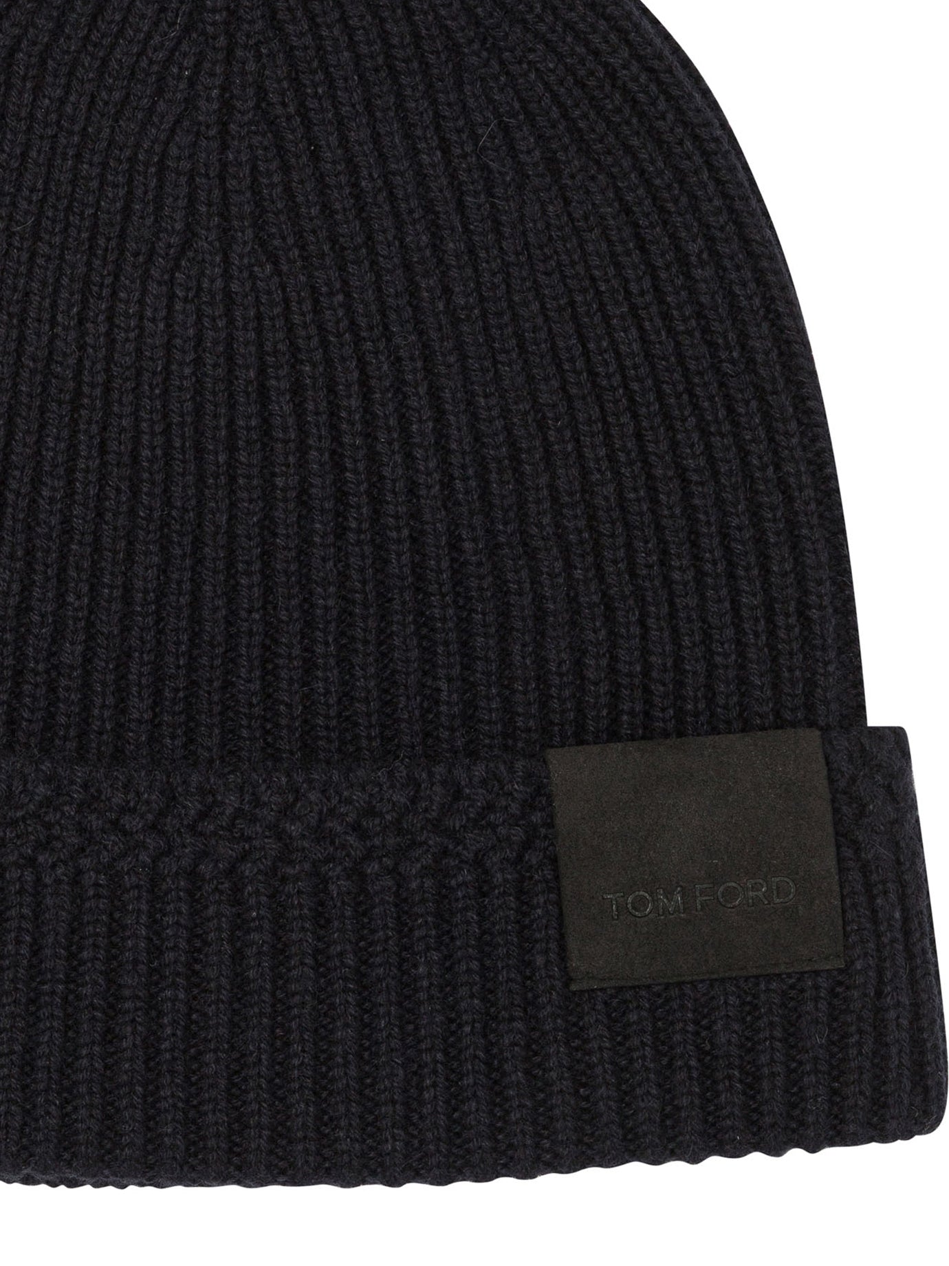 TOM FORD Ribbed Knit Beanie with Front Logo Detail