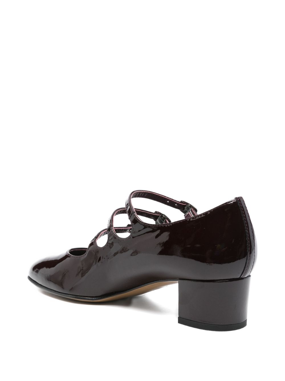 CAREL PARIS Leather Pumps with Triple Buckle Fastening and Block Heel