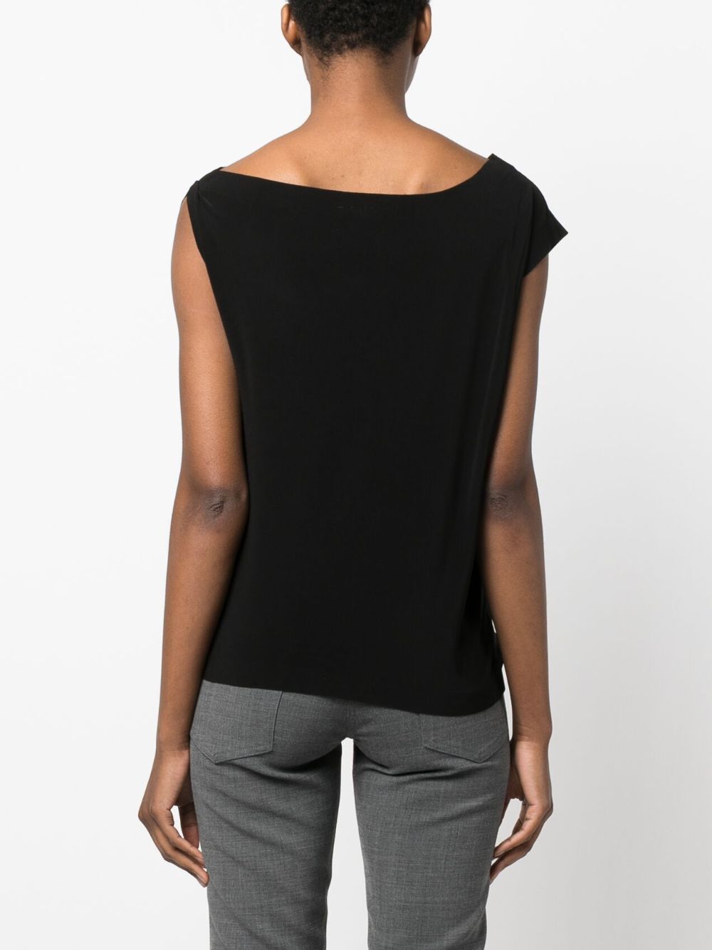 NORMA KAMALI Asymmetric Neck Drop Shoulder Top