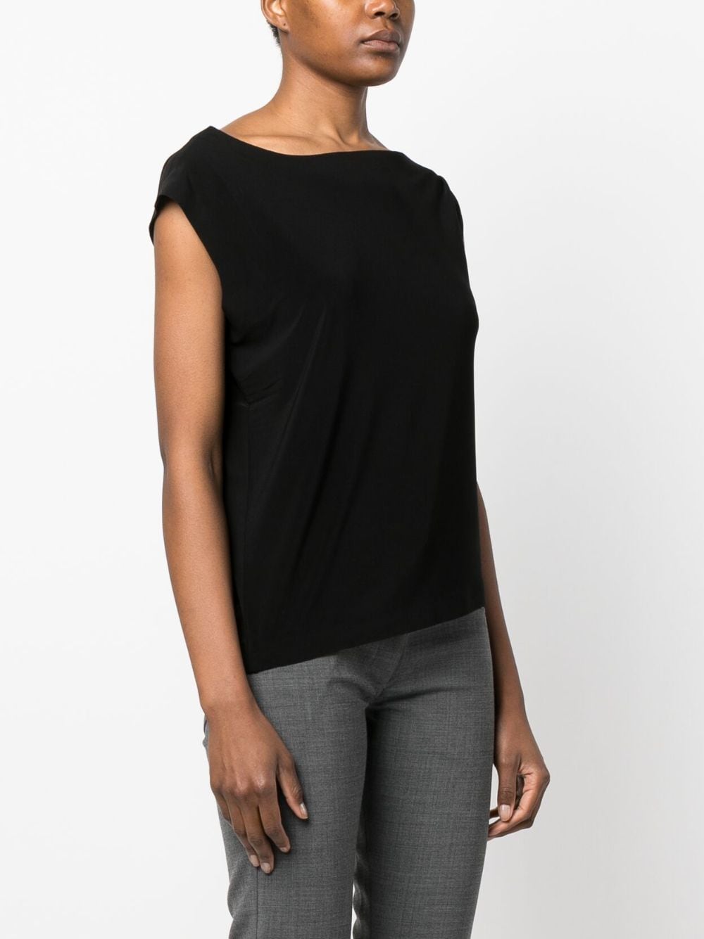 NORMA KAMALI Asymmetric Neck Drop Shoulder Top