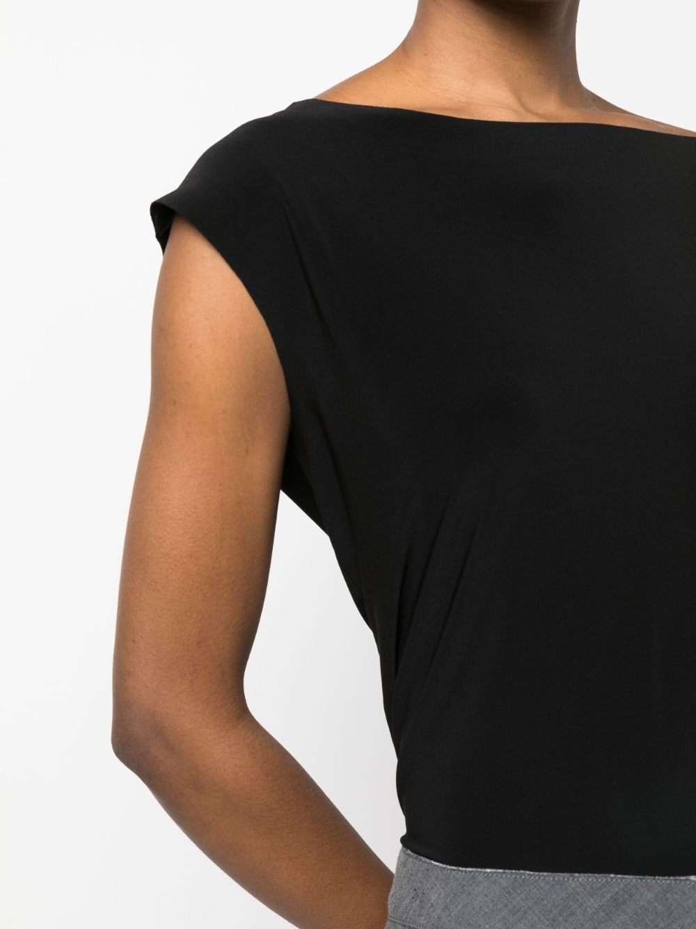 NORMA KAMALI Asymmetric Neck Drop Shoulder Top