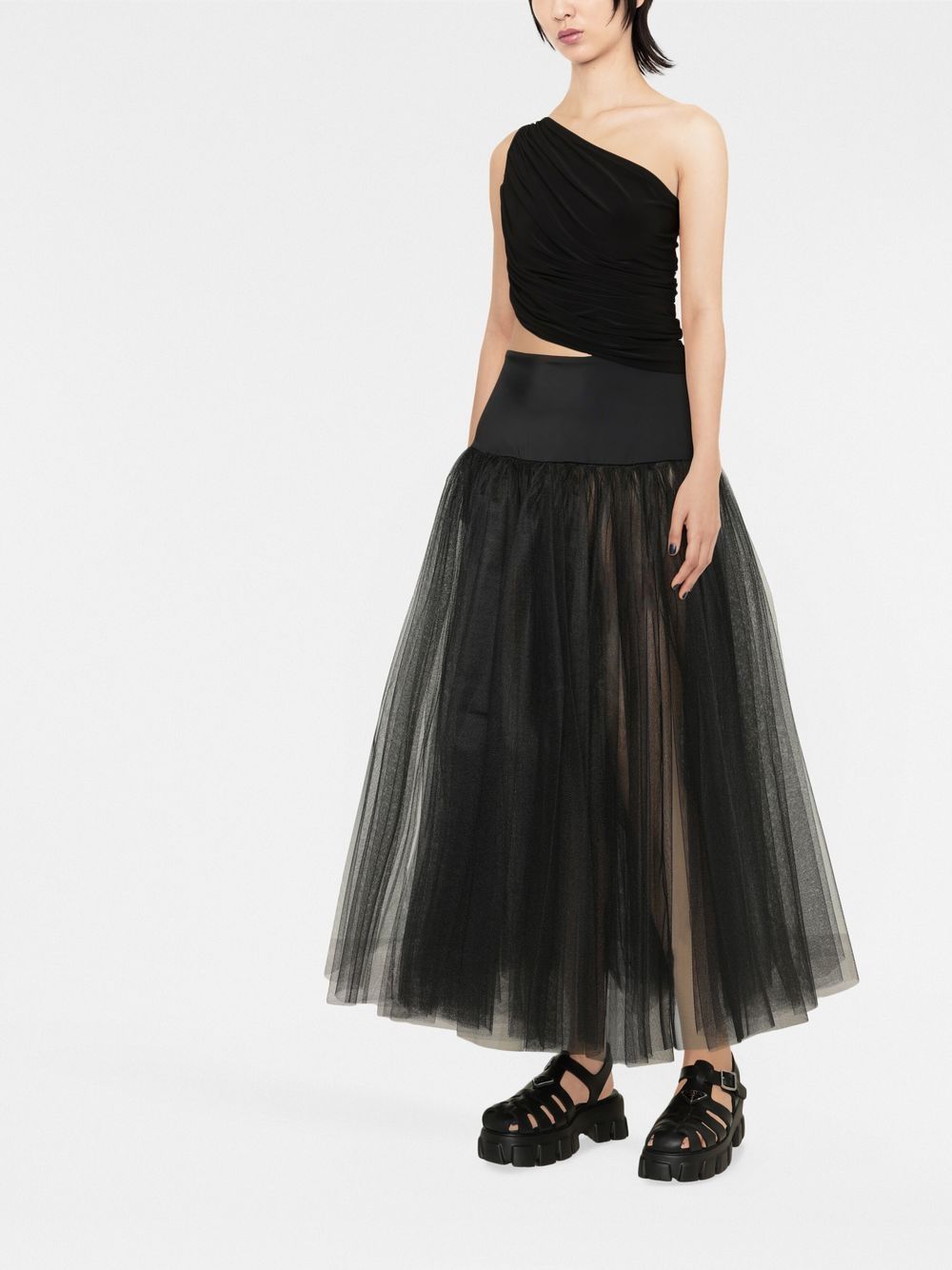 NORMA KAMALI Asymmetric One-Shoulder Ruched T-Shirt Mini Bra