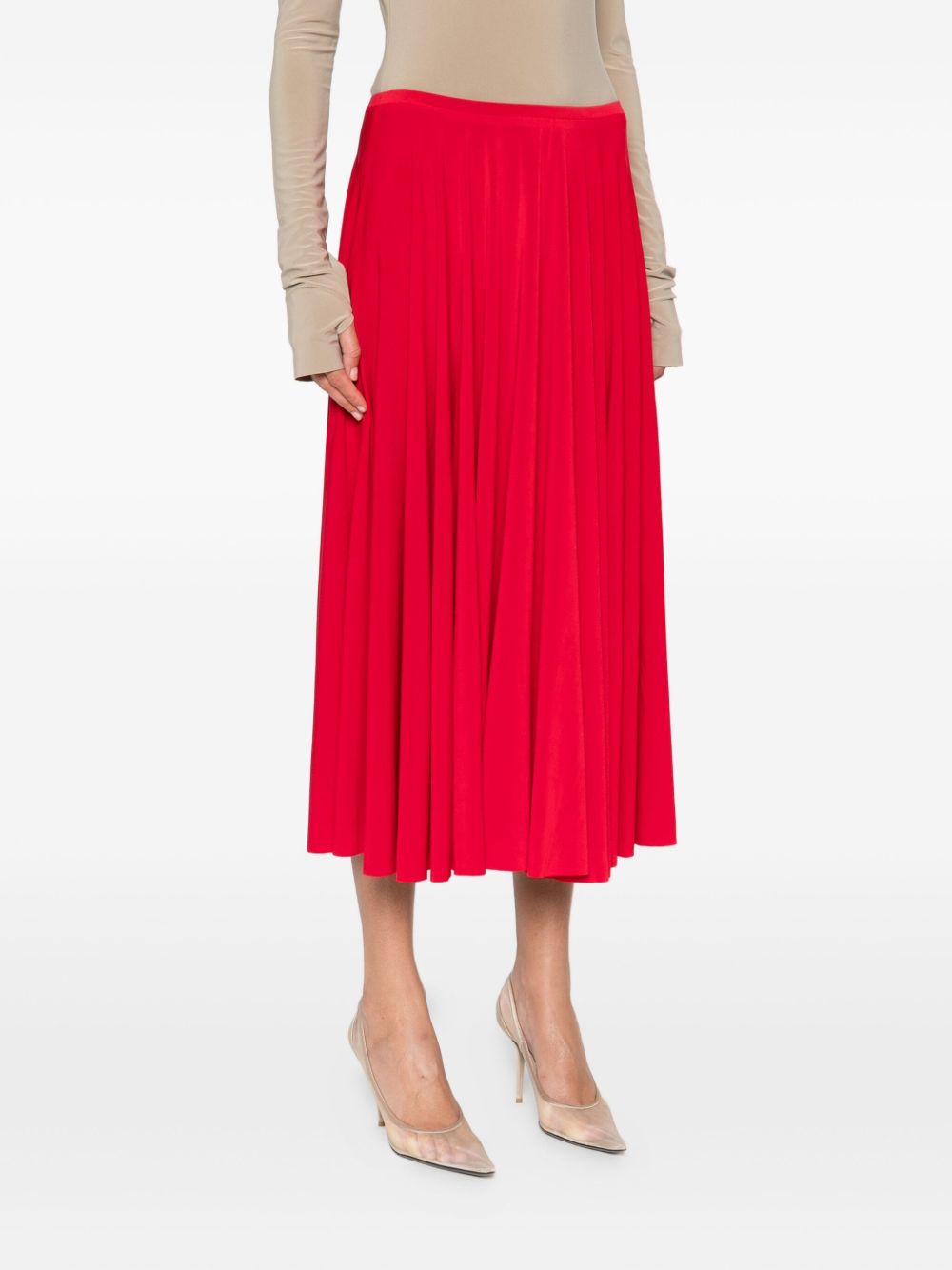 NORMA KAMALI Pleated Midi Length A-Line Skirt