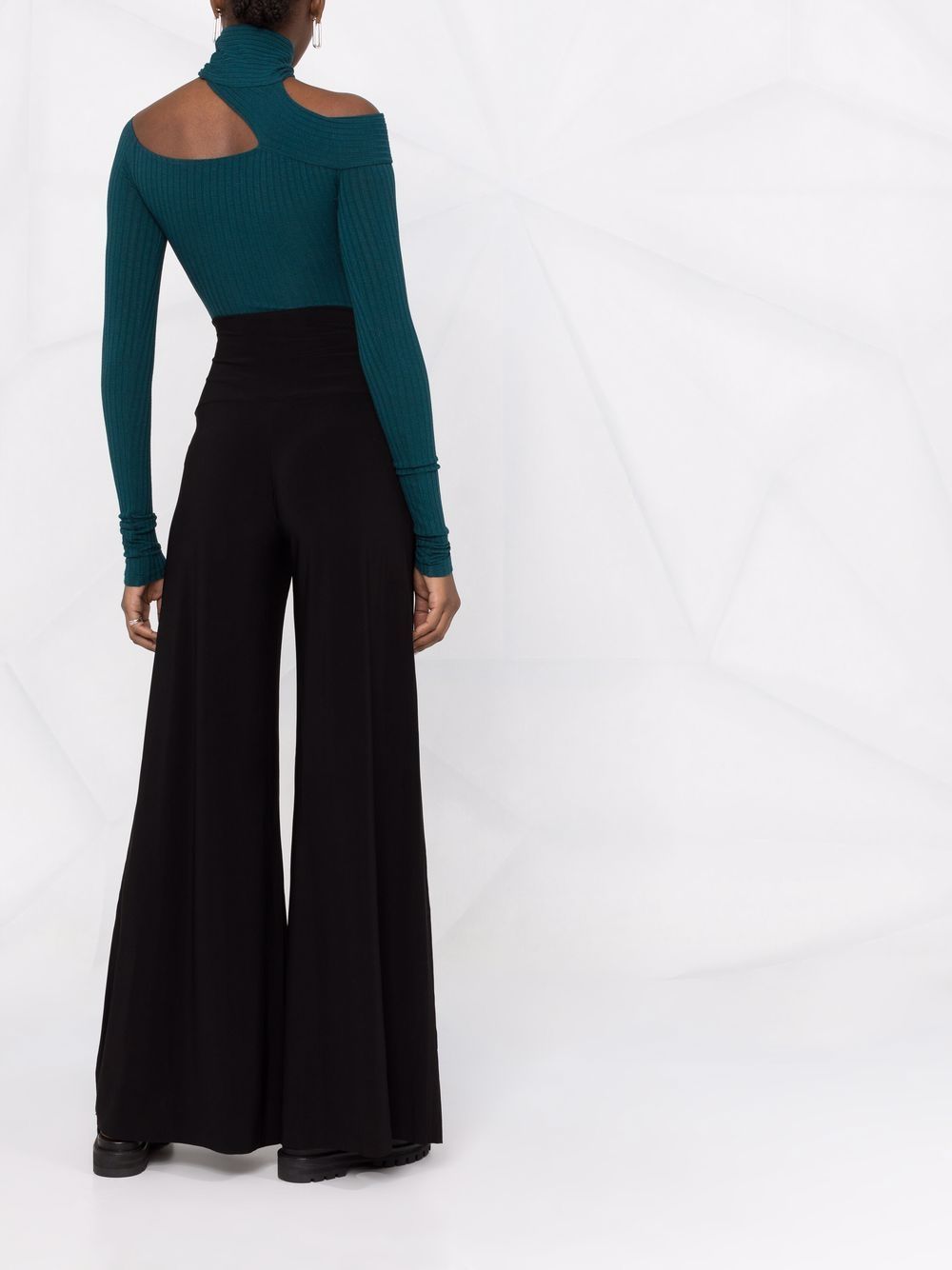 NORMA KAMALI High-Waisted Flared Trousers with Side Slit Pockets
