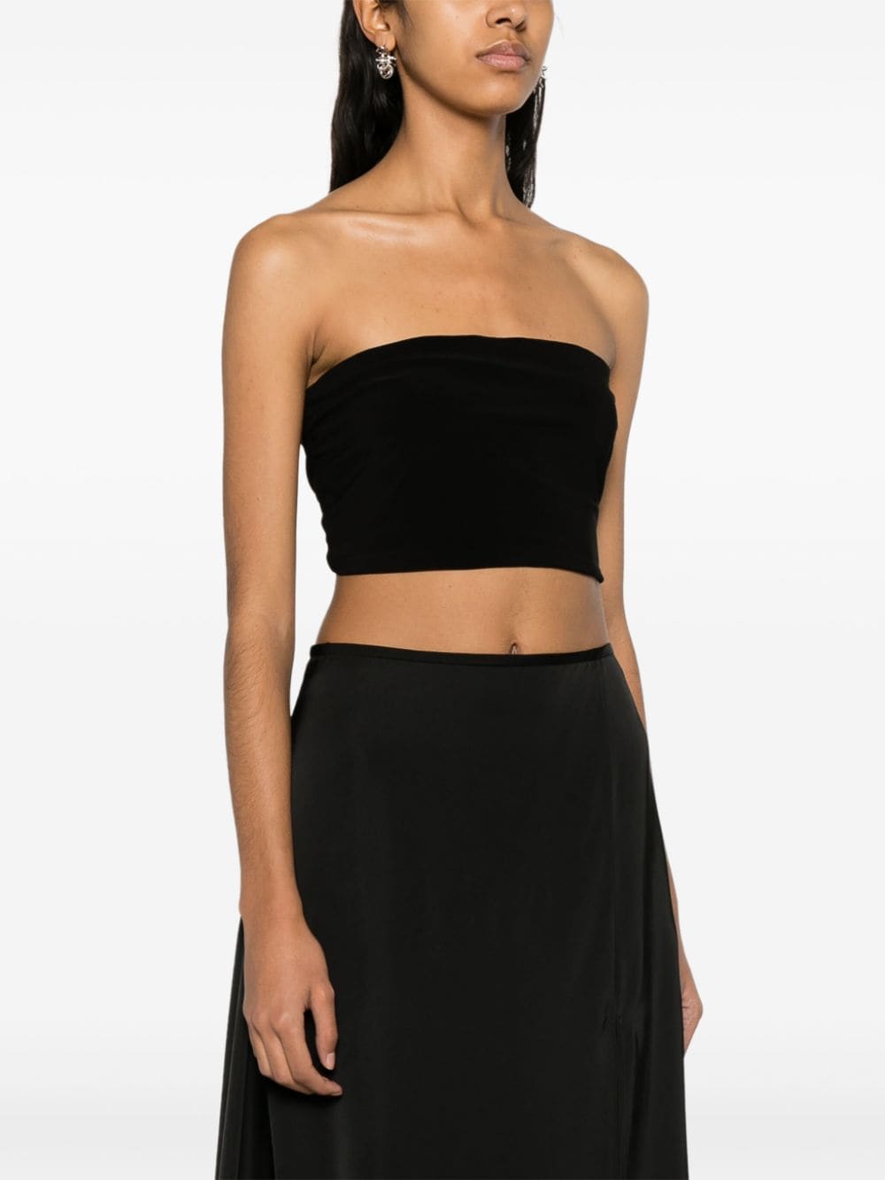 NORMA KAMALI Strapless Cropped Top with Ruched Detailing