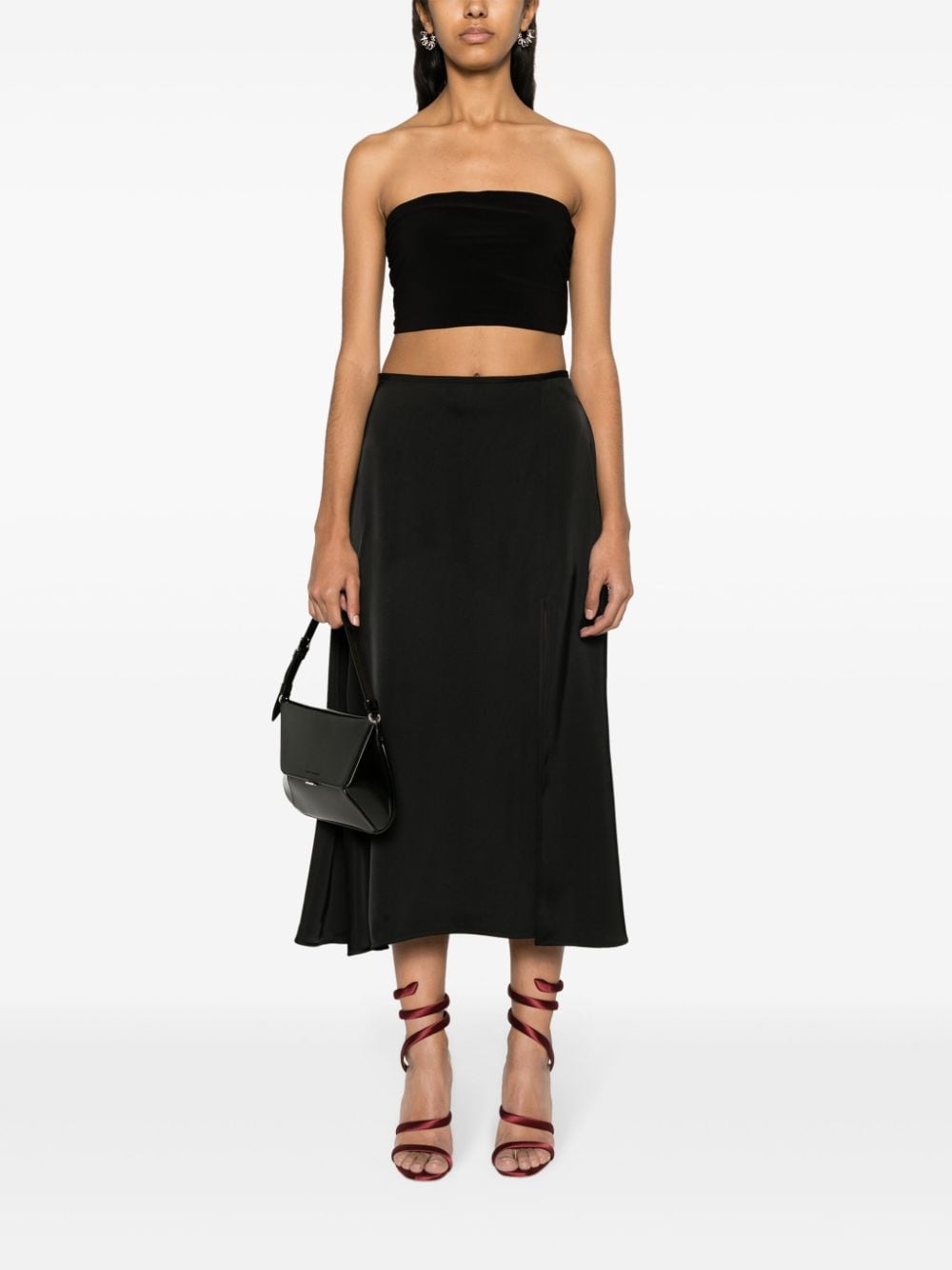 NORMA KAMALI Strapless Cropped Top with Ruched Detailing