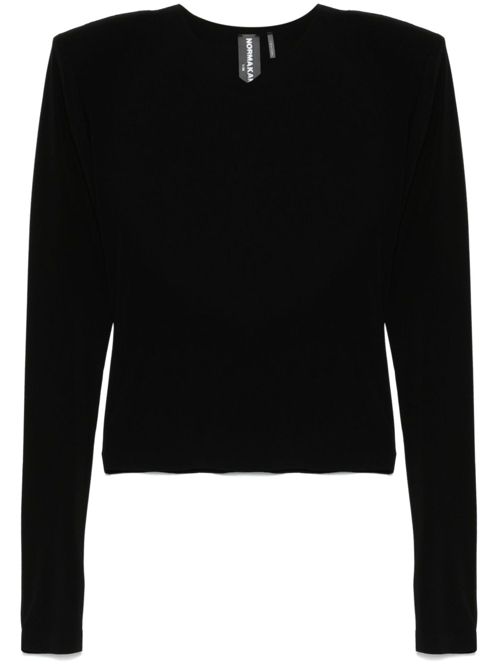 NORMA KAMALI V-Necked Long Sleeve Top with Shoulder Pads