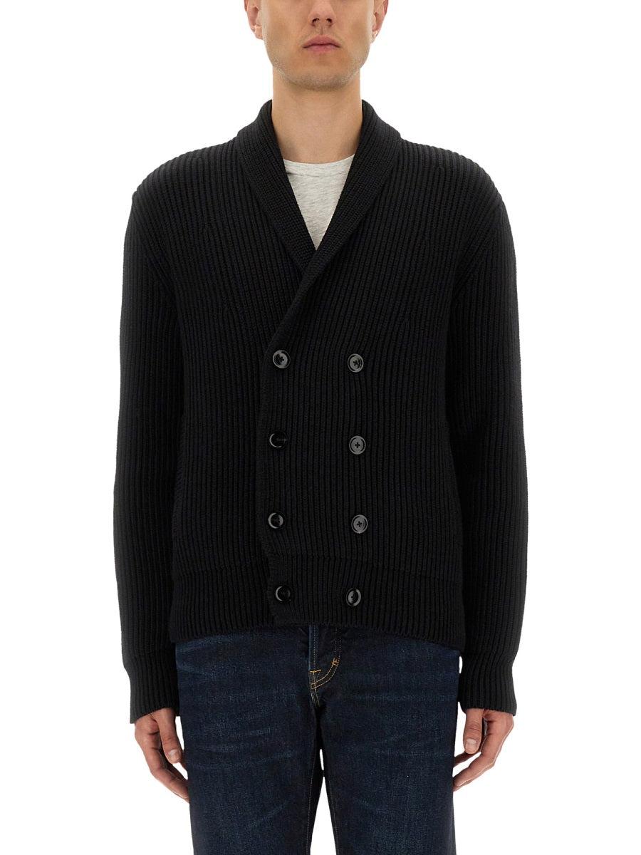 TOM FORD Double-Breasted Ribbed Knit Cardigan