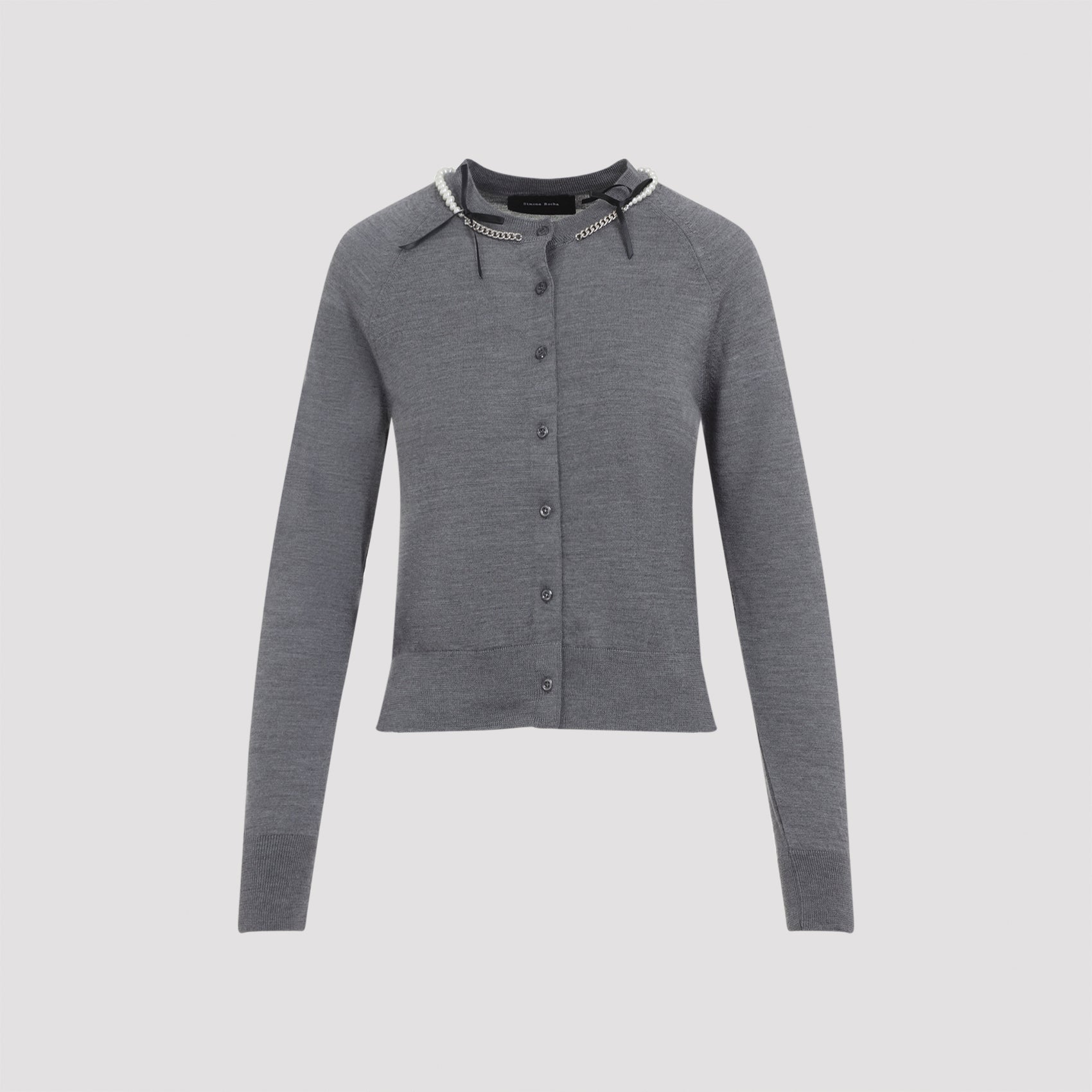 SIMONE ROCHA Classic Long Sleeve Cardigan with Embroidery