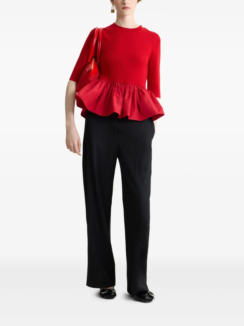 PATOU Ruffle Hem Ribbed Jumper in Wool
